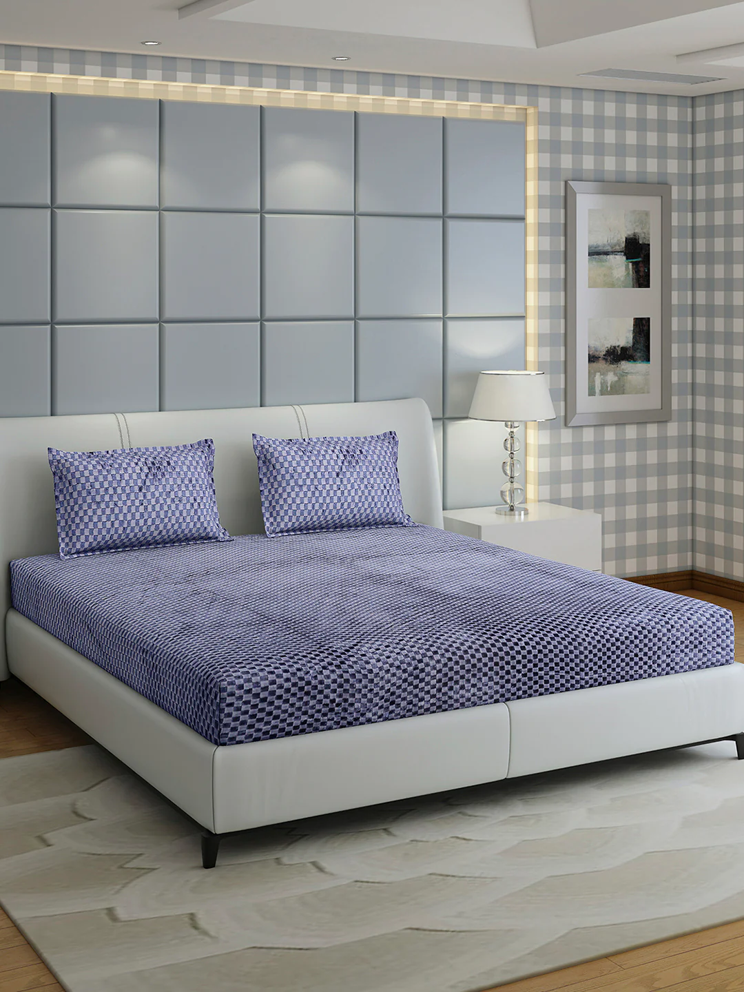 300 GSM Polyester King Bed 1 Bedsheet with 2 Pillow Cover (Seven Seas) - Image 4