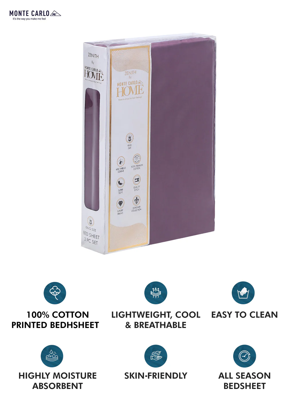400 TC Cotton Double Bedsheet with 2 Pillow Covers - Image 9
