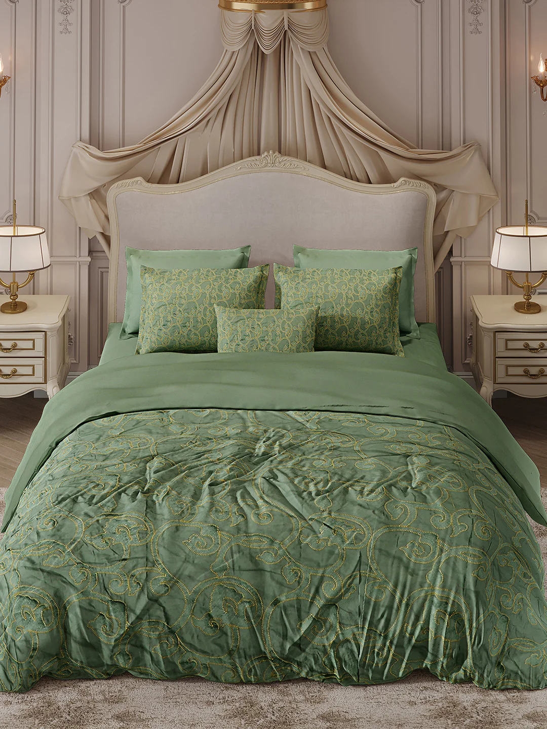 400 TC Cotton King Size Luxury 10 Pc Bedding Set (Matrix) - Image 4