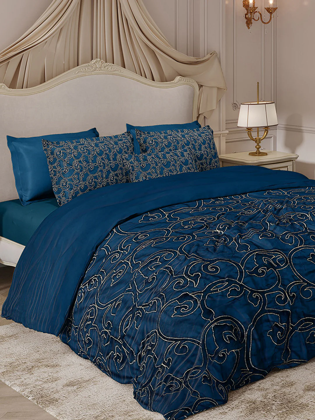 400 TC Cotton King Size Luxury 10 Pc Bedding Set (Matrix) - Image 2