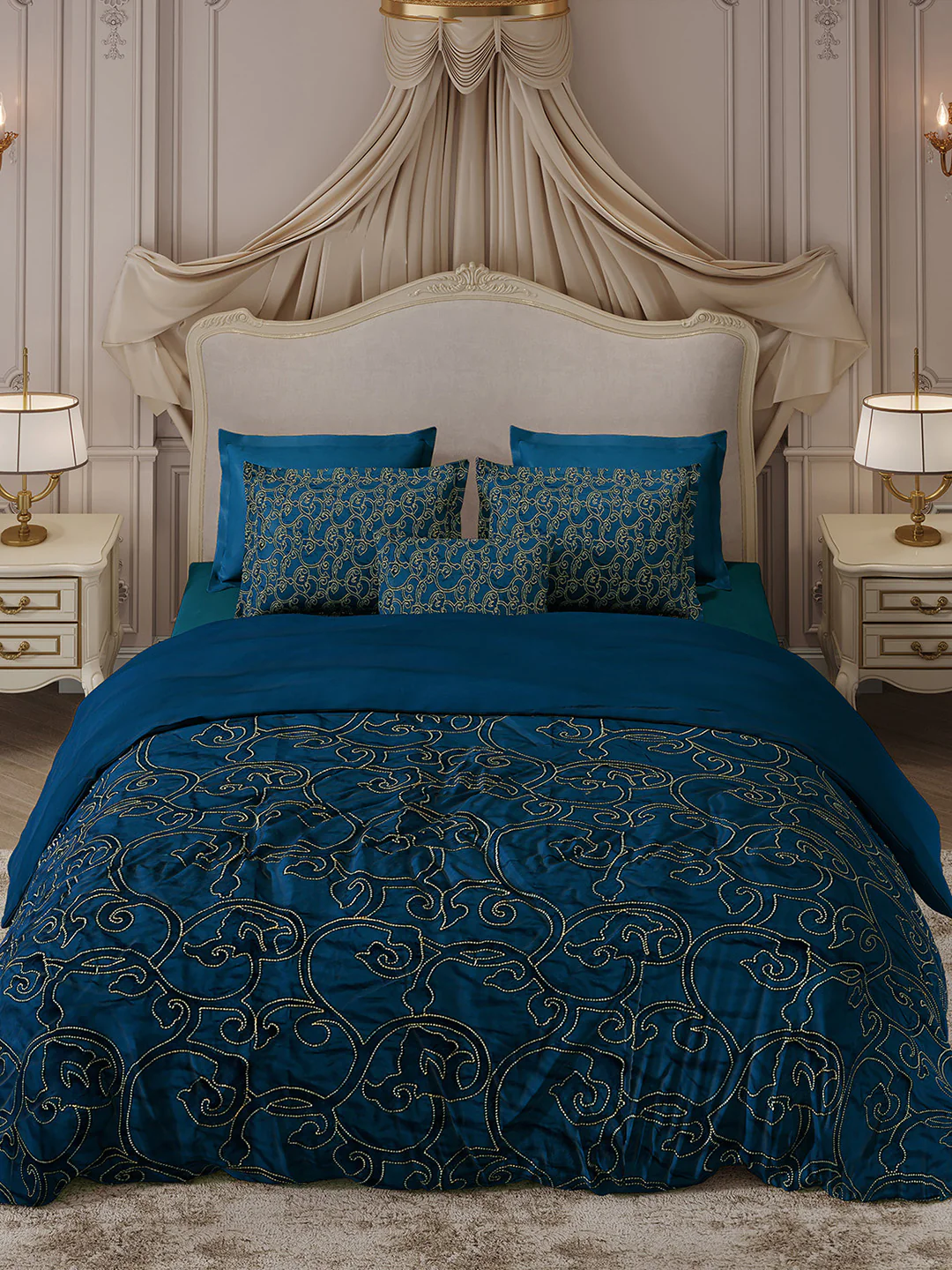400 TC Cotton King Size Luxury 10 Pc Bedding Set (Matrix) - Image 4