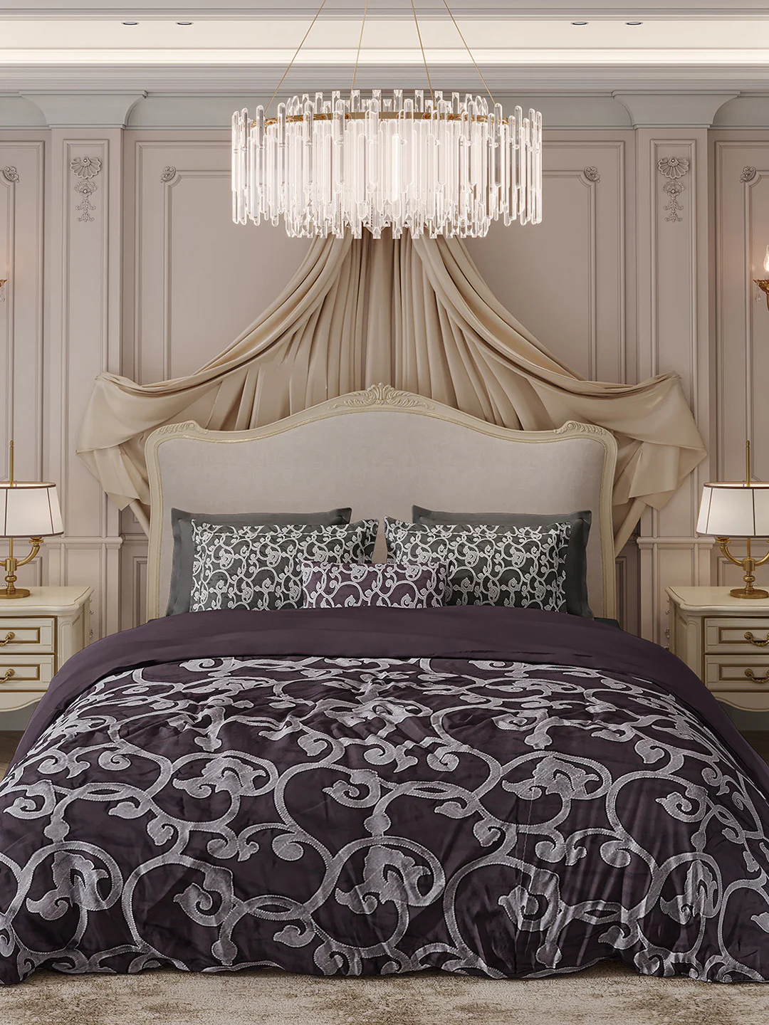 400 TC Cotton King Size Luxury 10 Pc Bedding Set (Matrix) - Image 3