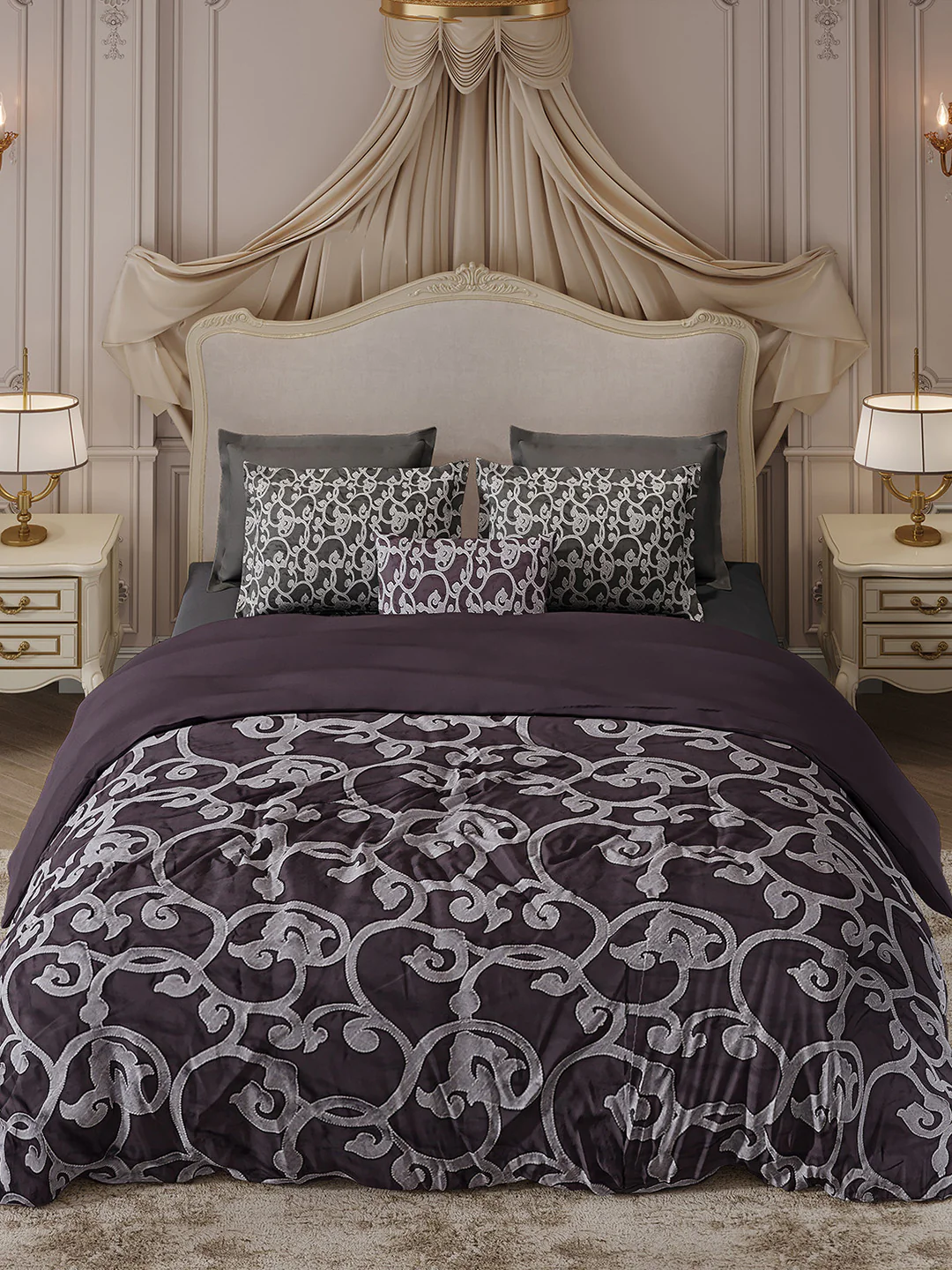 400 TC Cotton King Size Luxury 10 Pc Bedding Set (Matrix) - Image 4