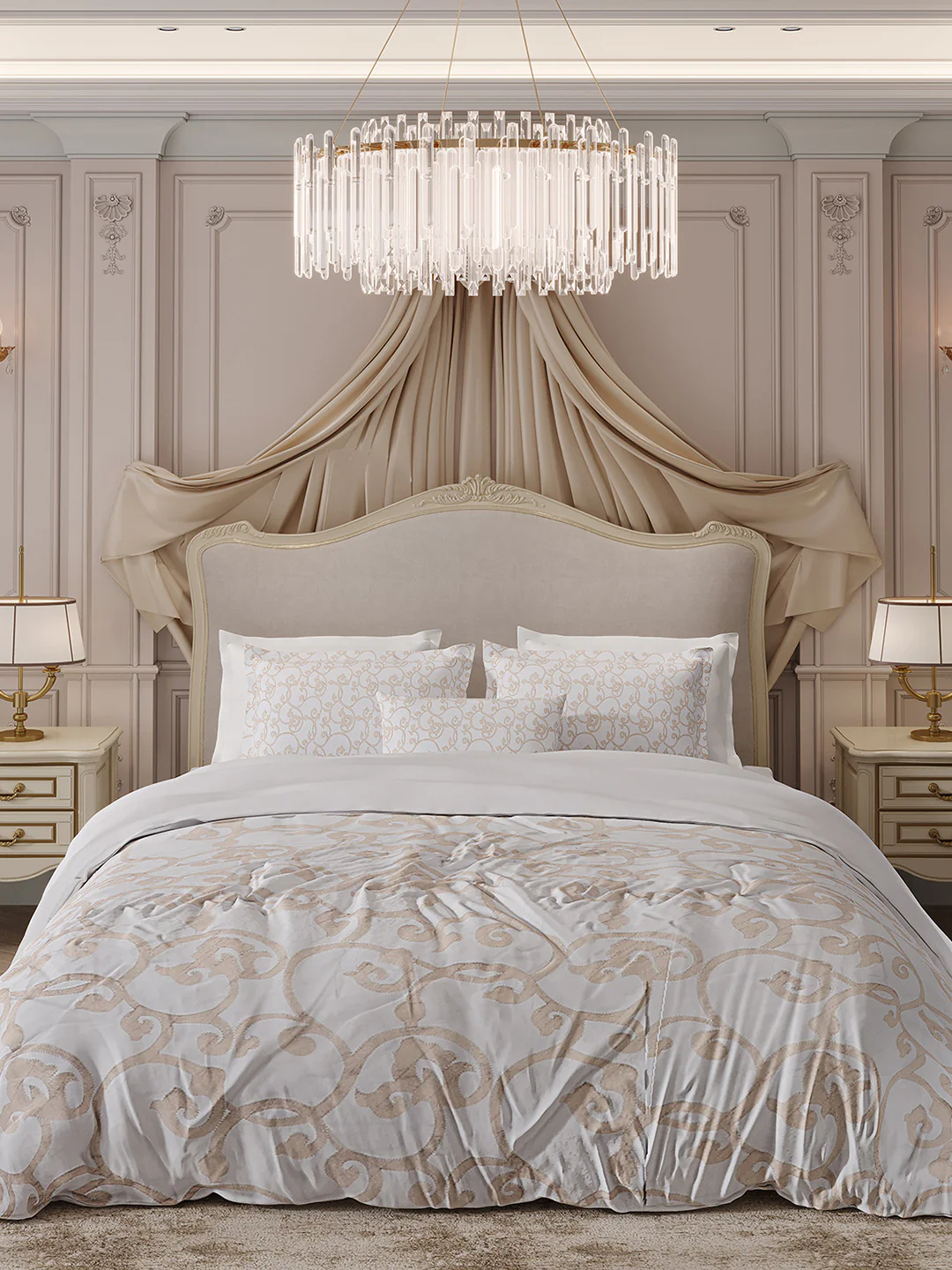 400 TC Cotton King Size Luxury 10 Pc Bedding Set (Matrix) - Image 3
