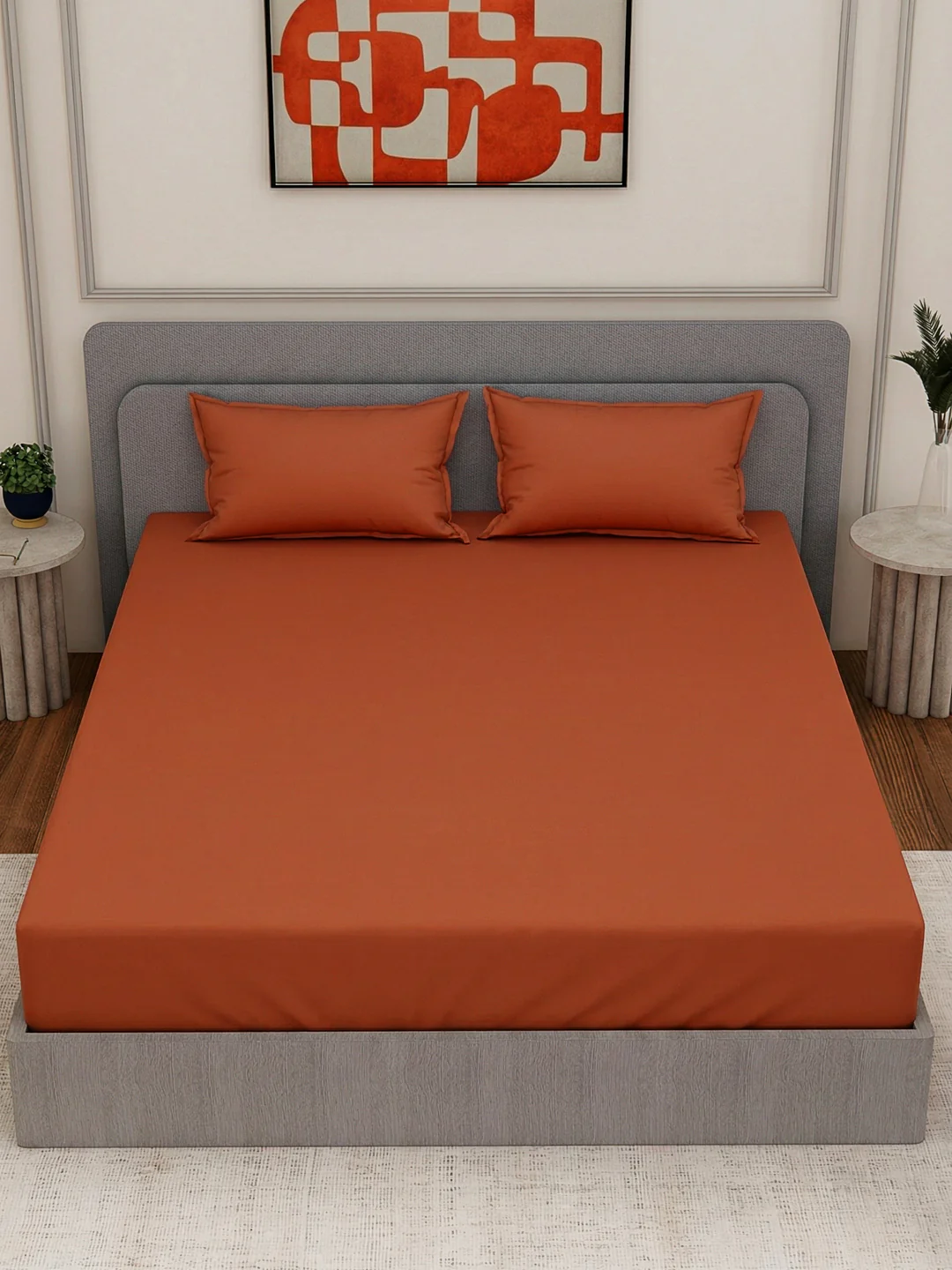Luxury 400 TC Pure Cotton King Size Bedsheet with 2 Pillow Covers Lace Magic Collection - Image 6