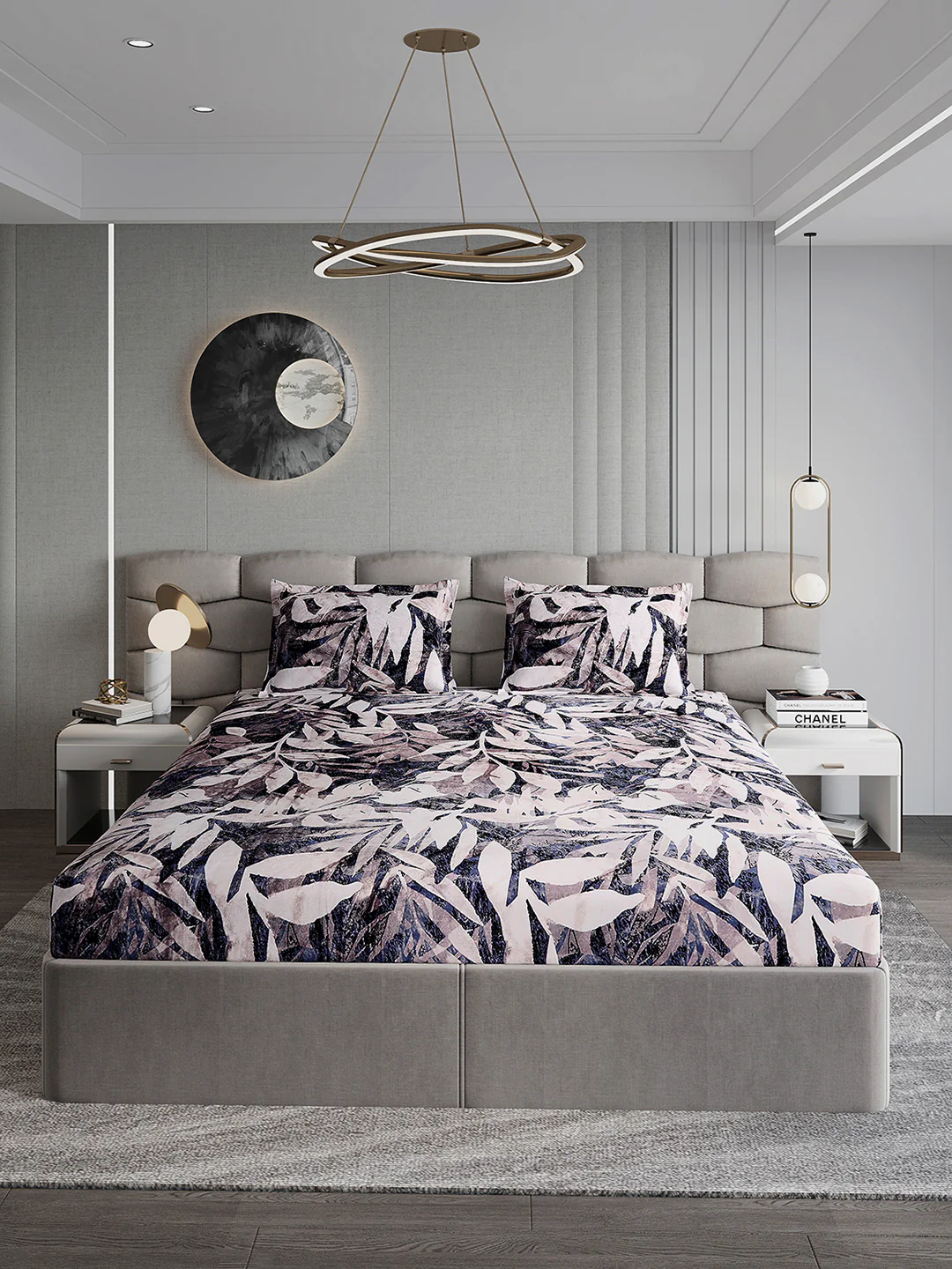 404 GSM Polyester Double Bed 1 Bedsheet with 2 Pillow Cover (Ruby Gold) - Image 2