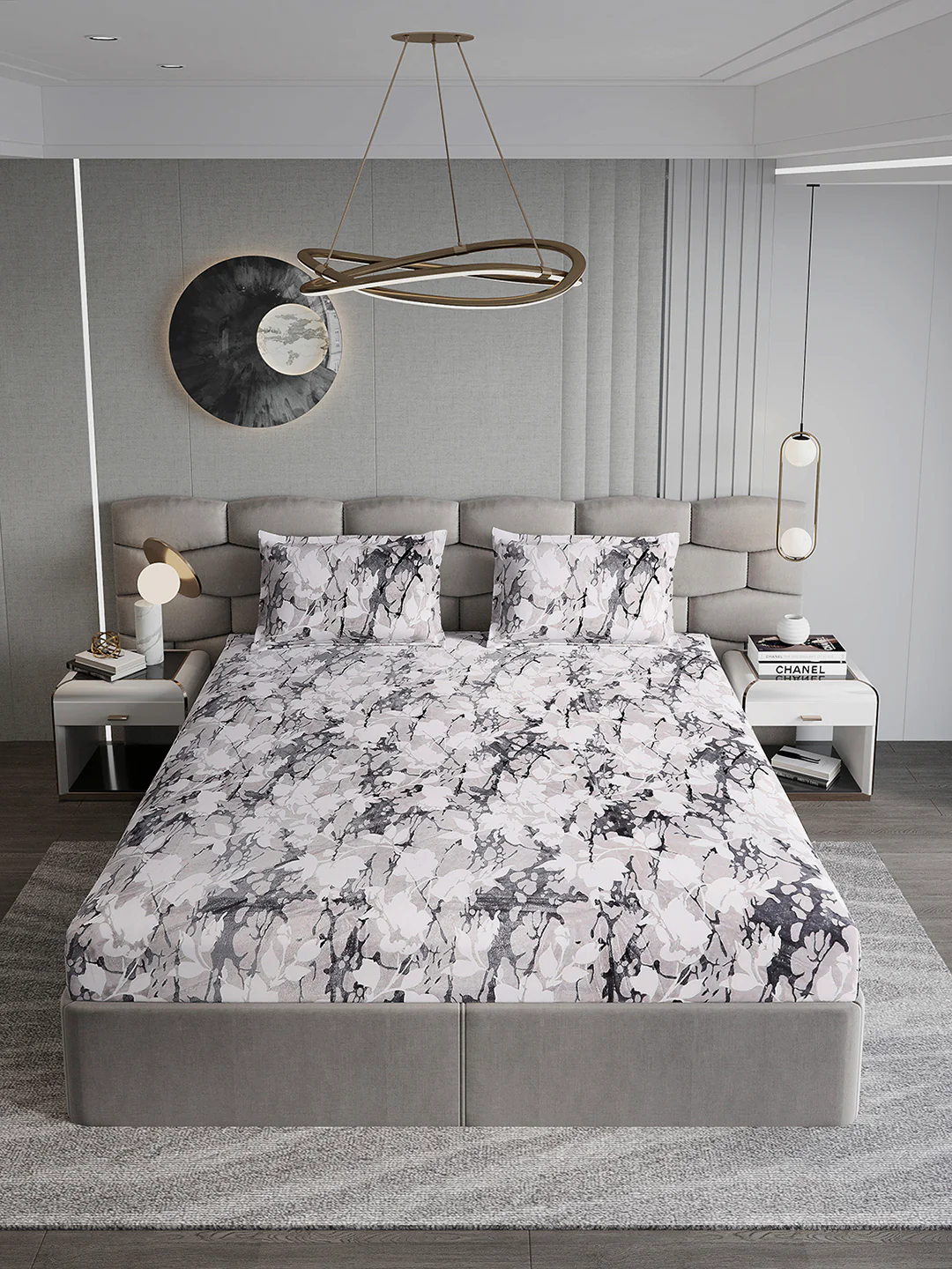 404 GSM Polyester Double Bed 1 Bedsheet with 2 Pillow Cover (Ruby Gold) - Image 3