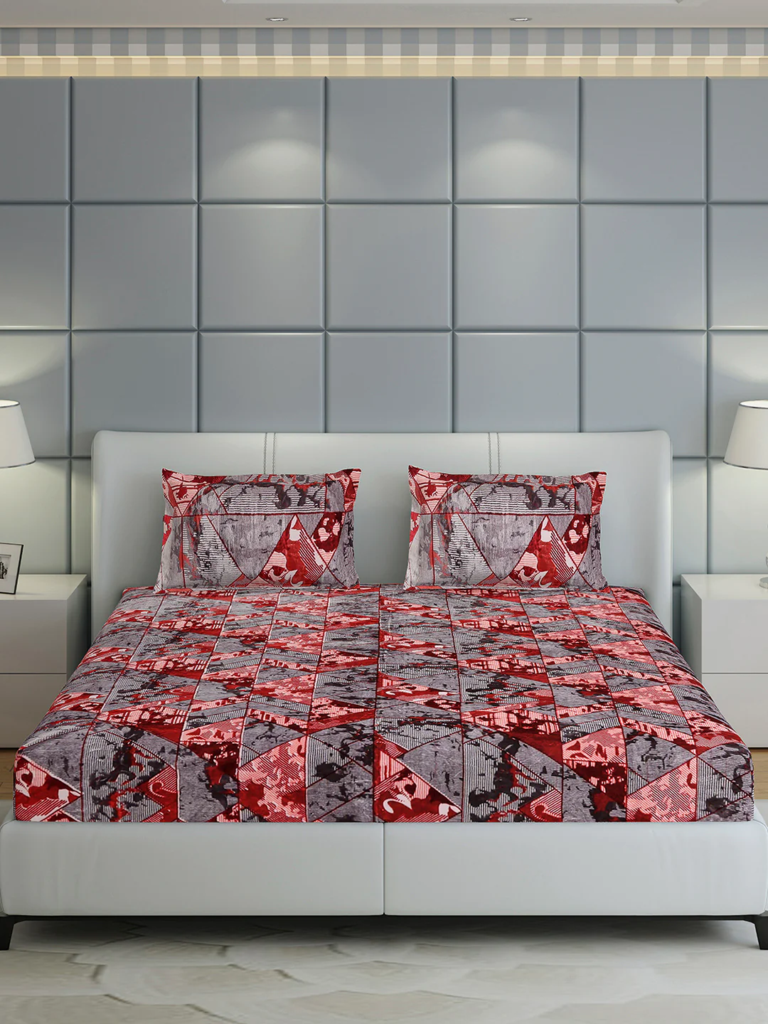 413 GSM Polyester King Bed 1 Bedsheet with 2 Pillow Cover (Aura) - Image 2