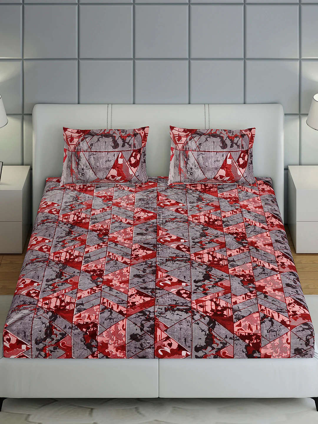 413 GSM Polyester King Bed 1 Bedsheet with 2 Pillow Cover (Aura) - Image 3