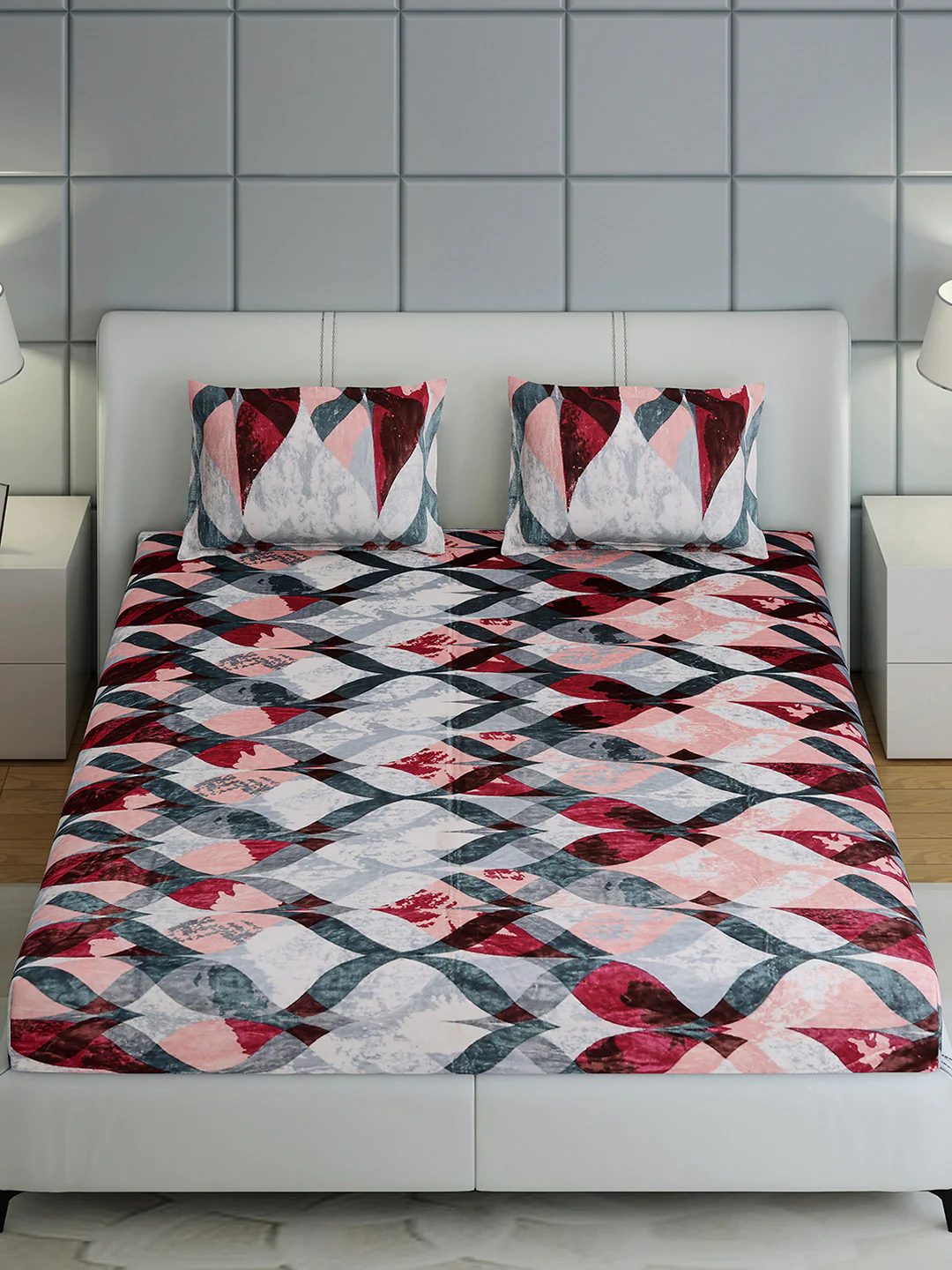 413 GSM Polyester King Bed 1 Bedsheet with 2 Pillow Cover (Aura) - Image 3