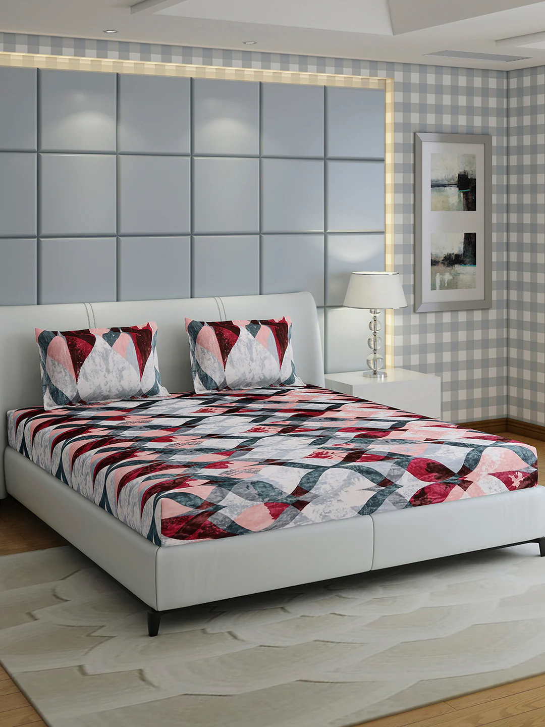 413 GSM Polyester King Bed 1 Bedsheet with 2 Pillow Cover (Aura) - Image 4