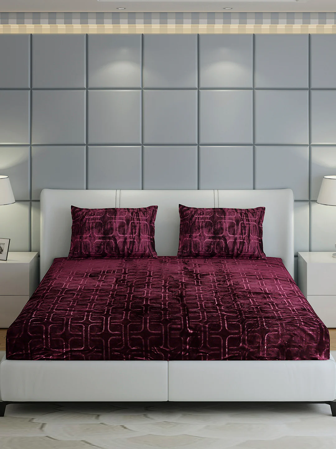 435 GSM Polyester Double Bed 1 Bedsheet with 2 Pillow Cover (Indigo) - Image 2