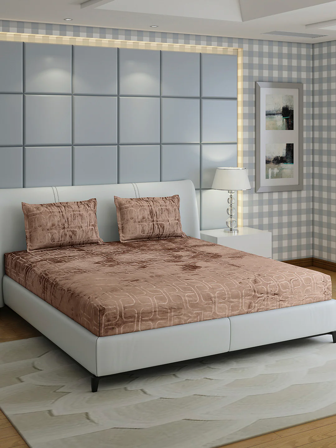 435 GSM Polyester Double Bed 1 Bedsheet with 2 Pillow Cover (Indigo) - Image 4