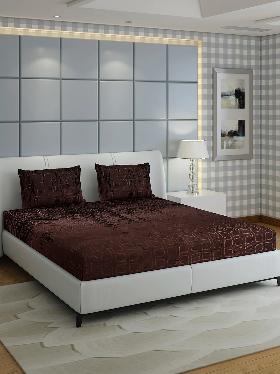 435 GSM Polyester Double Bed 1 Bedsheet with 2 Pillow Cover (Indigo) - Image 4