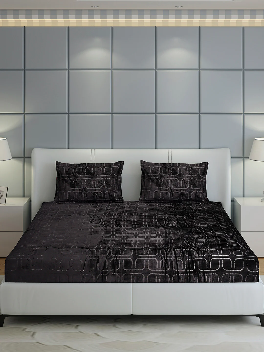 435 GSM Polyester Double Bed 1 Bedsheet with 2 Pillow Cover (Indigo) - Image 2