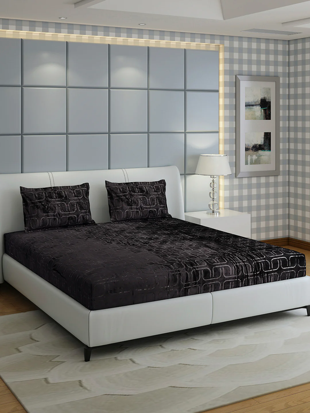 435 GSM Polyester Double Bed 1 Bedsheet with 2 Pillow Cover (Indigo) - Image 4