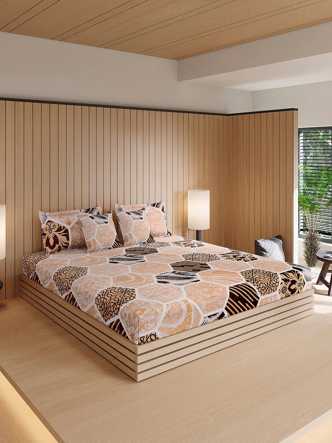 487 GSM Polyester Double Bed 1 Bedsheet, 2 Pillow Cover & 2 Cushion Case (Pristine 4 Pcs Set) - Image 4