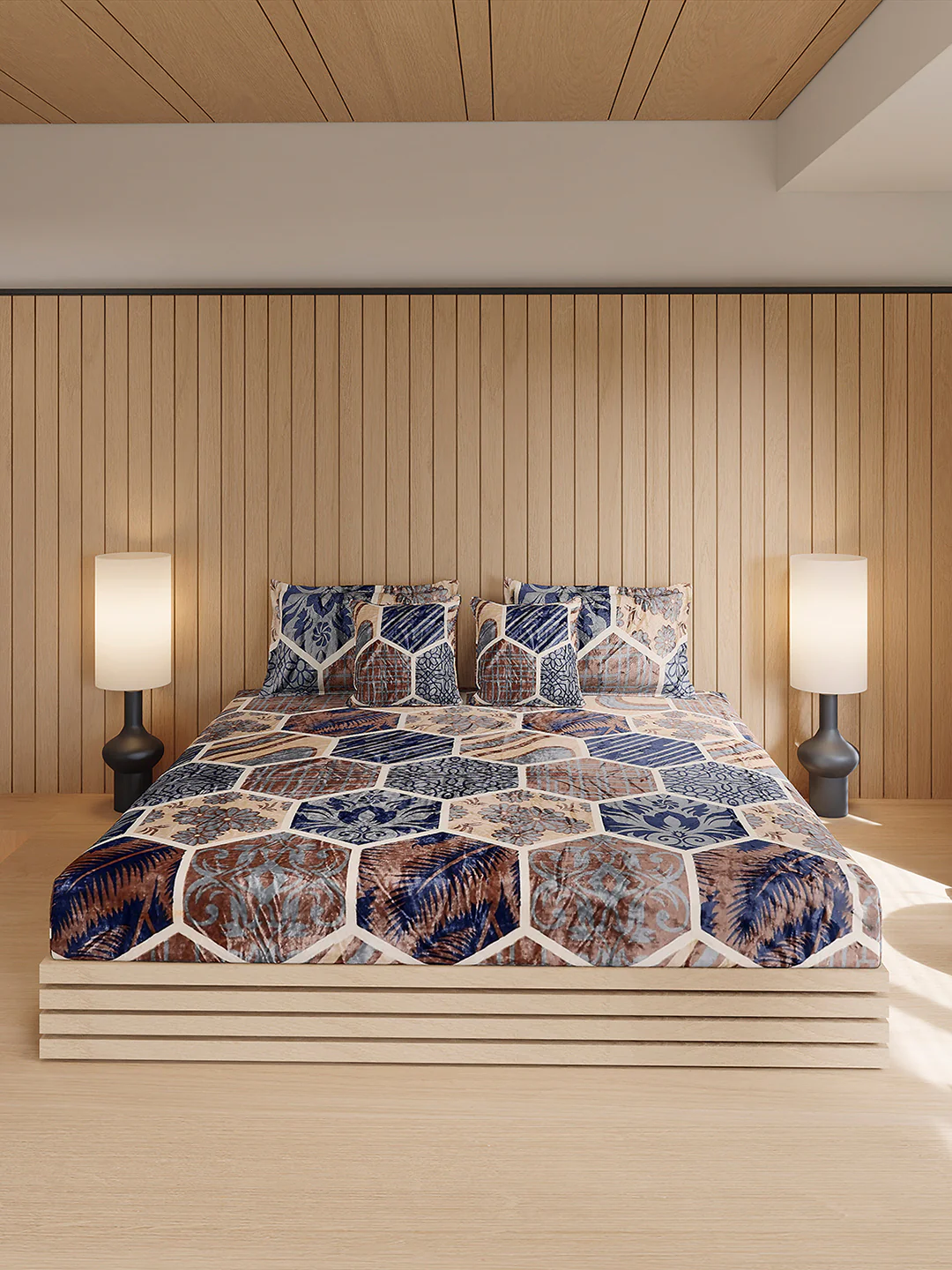 487 GSM Polyester Double Bed 1 Bedsheet, 2 Pillow Cover & 2 Cushion Case (Pristine 4 Pcs Set) - Image 2