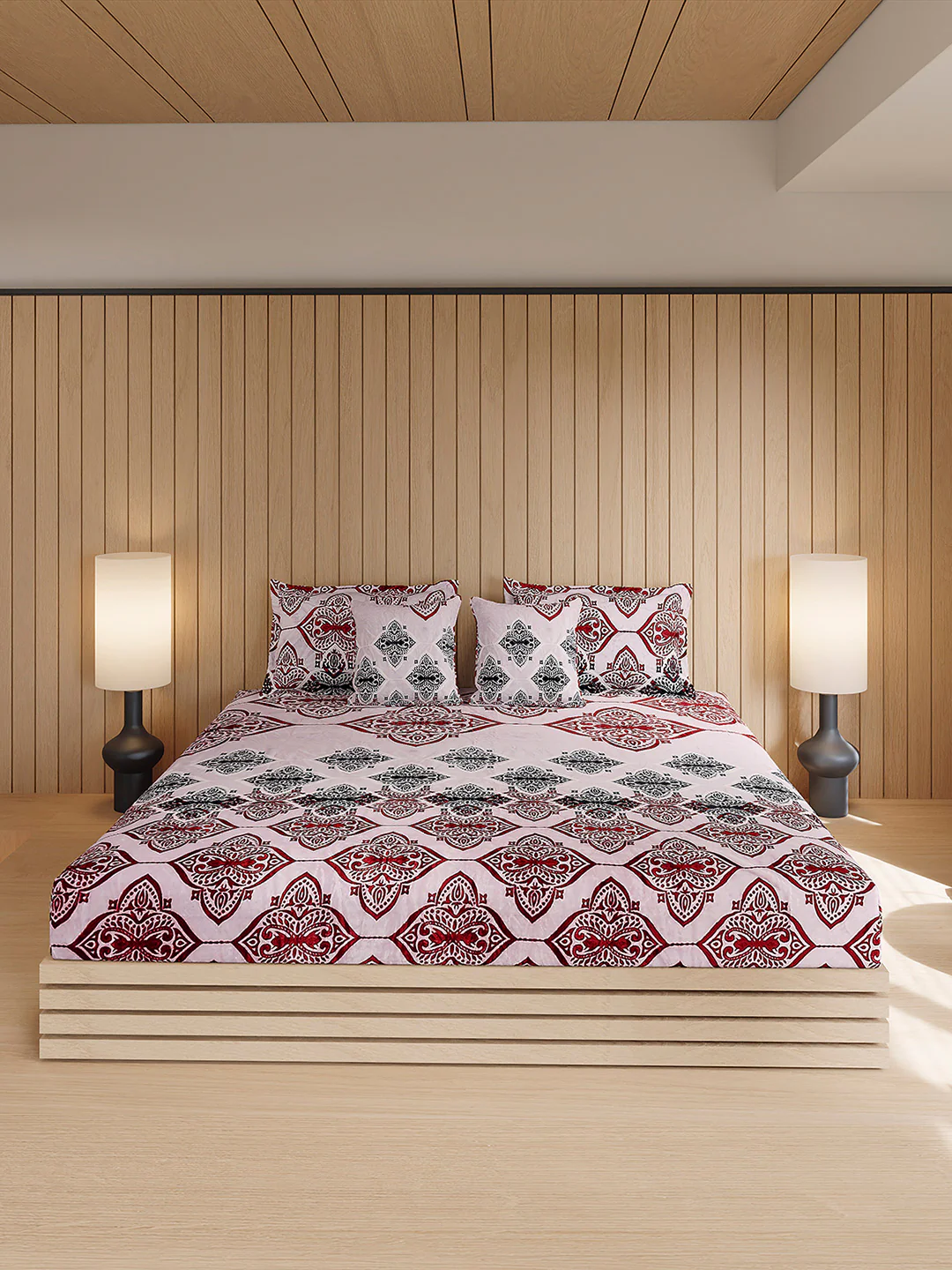 487 GSM Polyester Double Bed 1 Bedsheet, 2 Pillow Cover & 2 Cushion Case (Pristine 4 Pcs Set) - Image 2
