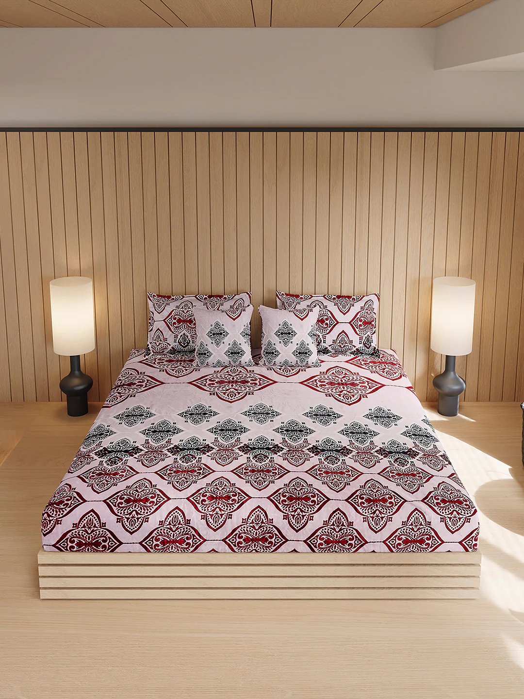 487 GSM Polyester Double Bed 1 Bedsheet, 2 Pillow Cover & 2 Cushion Case (Pristine 4 Pcs Set) - Image 3