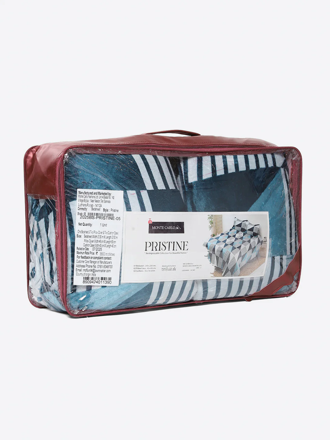 487 GSM Polyester Double Bed 1 Bedsheet, 2 Pillow Cover & 2 Cushion Case (Pristine 4 Pcs Set) - Image 10