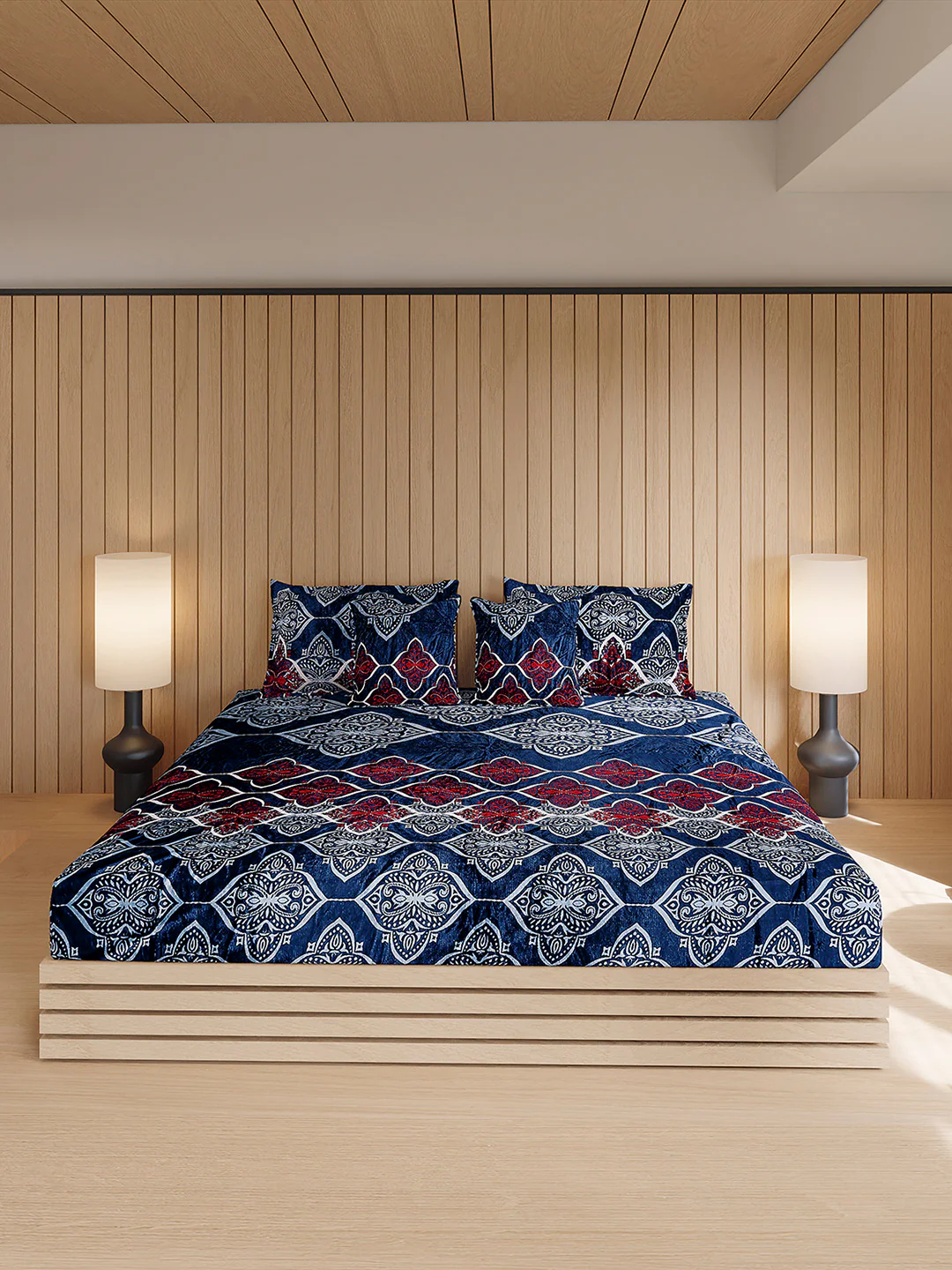 487 GSM Polyester Double Bed 1 Bedsheet, 2 Pillow Cover & 2 Cushion Case (Pristine 4 Pcs Set) - Image 2