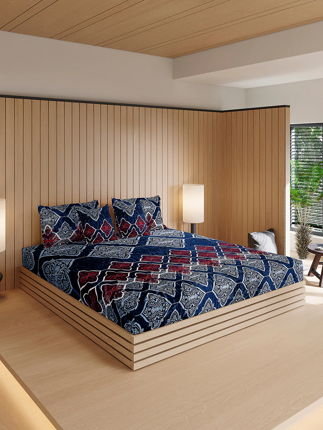 487 GSM Polyester Double Bed 1 Bedsheet, 2 Pillow Cover & 2 Cushion Case (Pristine 4 Pcs Set) - Image 4