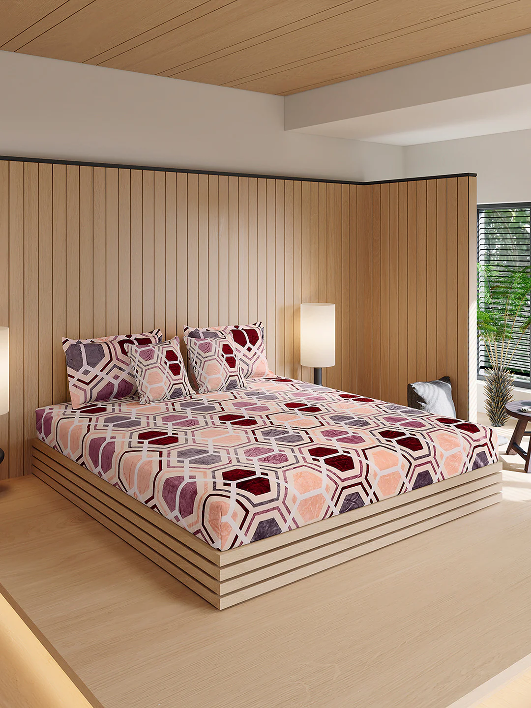 487 GSM Polyester Double Bed 1 Bedsheet, 2 Pillow Cover & 2 Cushion Case (Pristine 4 Pcs Set) - Image 4