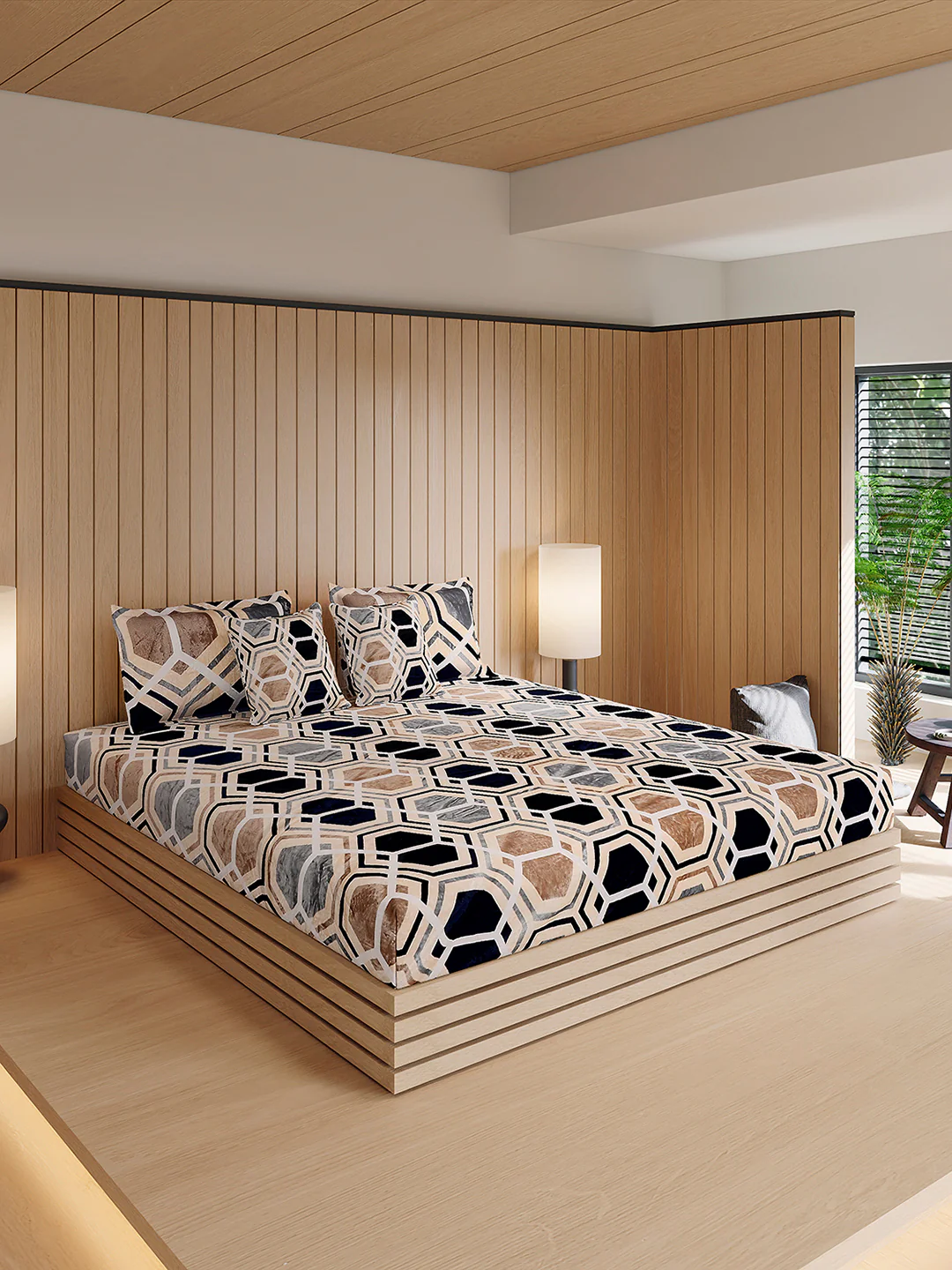 487 GSM Polyester Double Bed 1 Bedsheet, 2 Pillow Cover & 2 Cushion Case (Pristine 4 Pcs Set) - Image 4