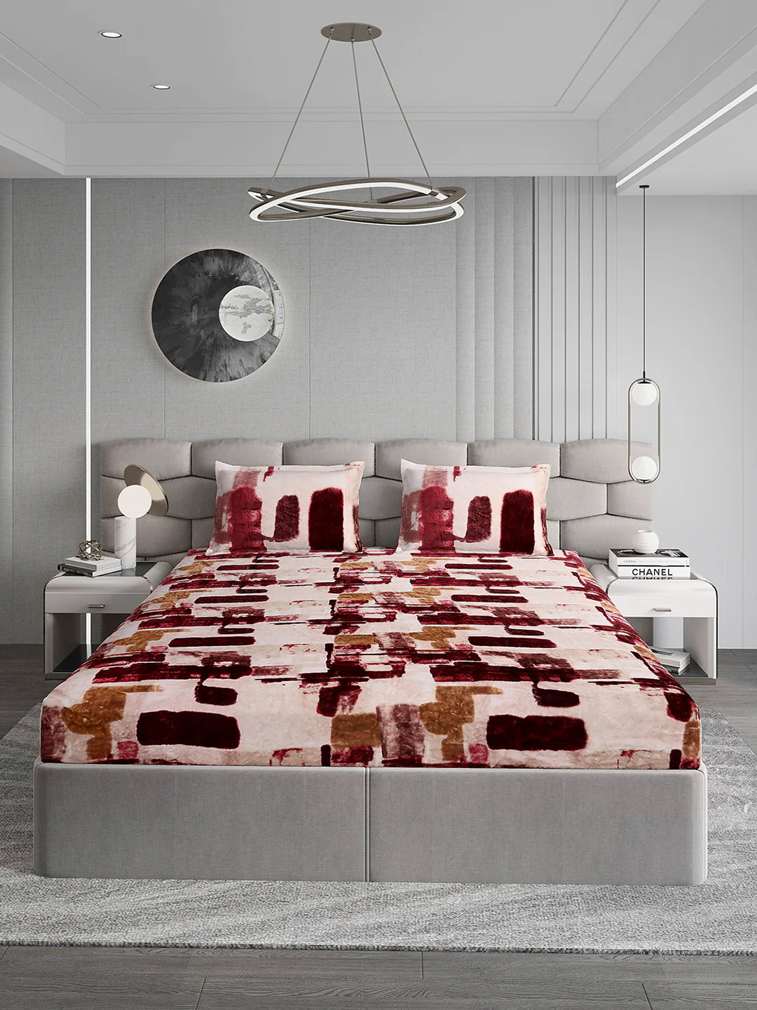 495 GSM Polyester King Bed 1 Bedsheet with 2 Pillow Cover (Gold Mine) - Image 2