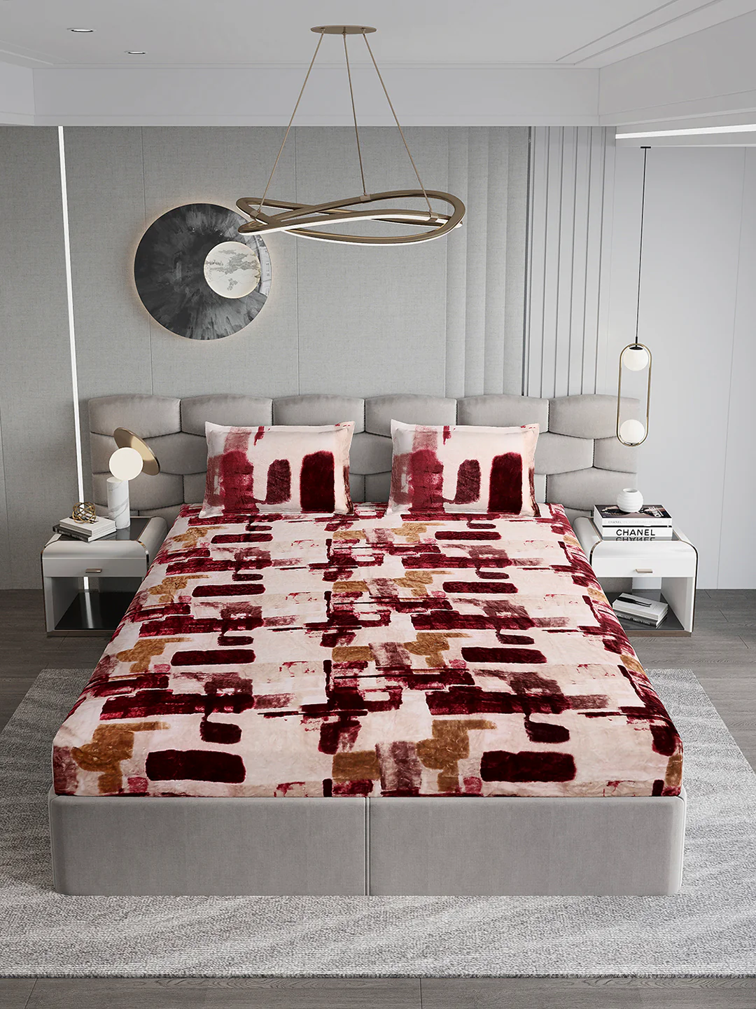 495 GSM Polyester King Bed 1 Bedsheet with 2 Pillow Cover (Gold Mine) - Image 3