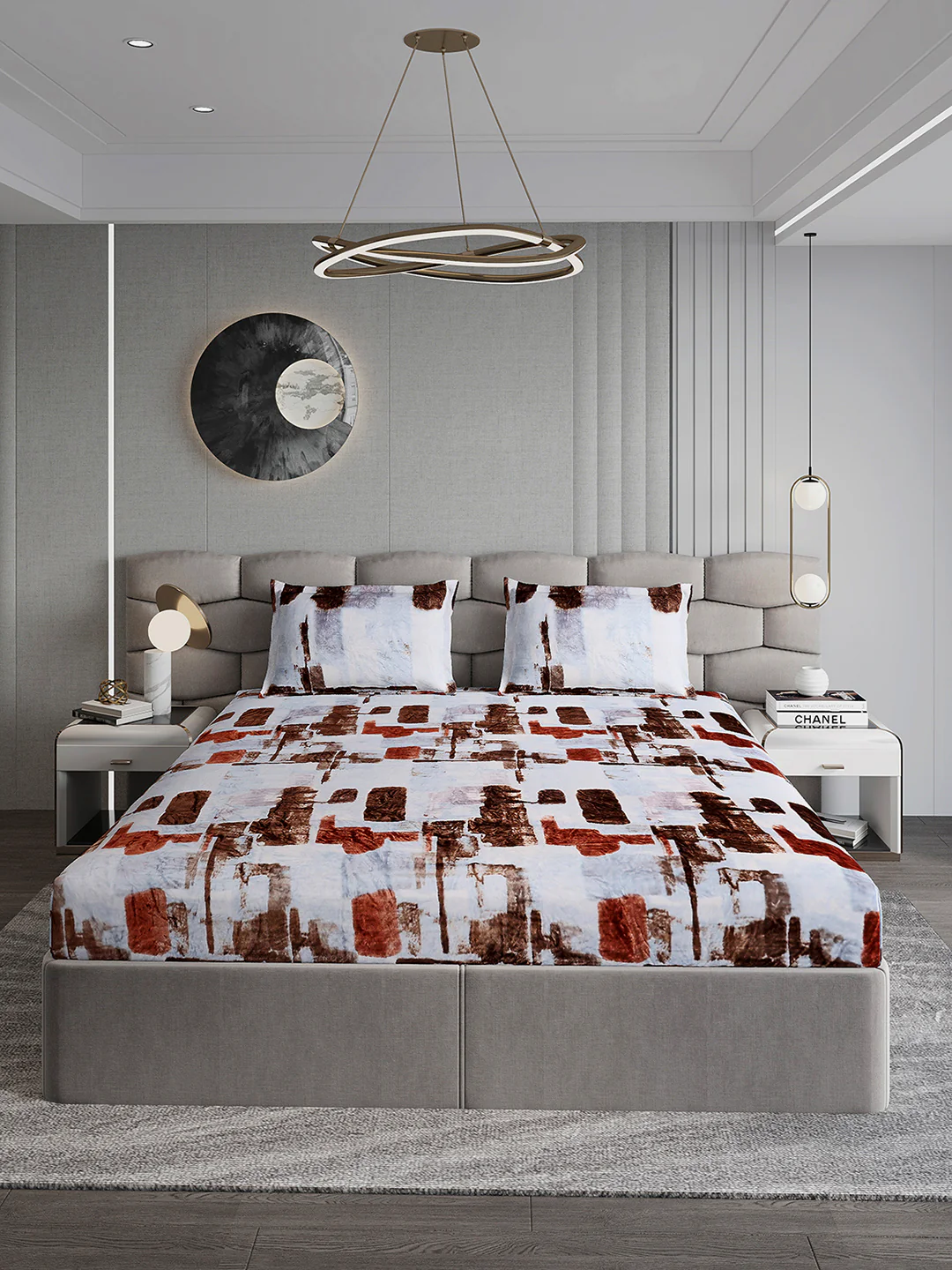 495 GSM Polyester King Bed 1 Bedsheet with 2 Pillow Cover (Gold Mine) - Image 2