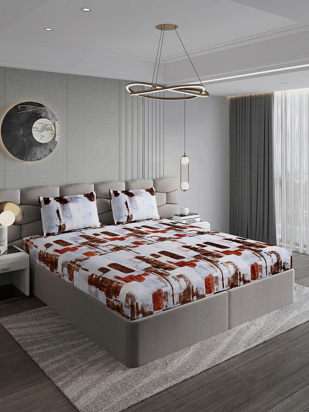 495 GSM Polyester King Bed 1 Bedsheet with 2 Pillow Cover (Gold Mine) - Image 4