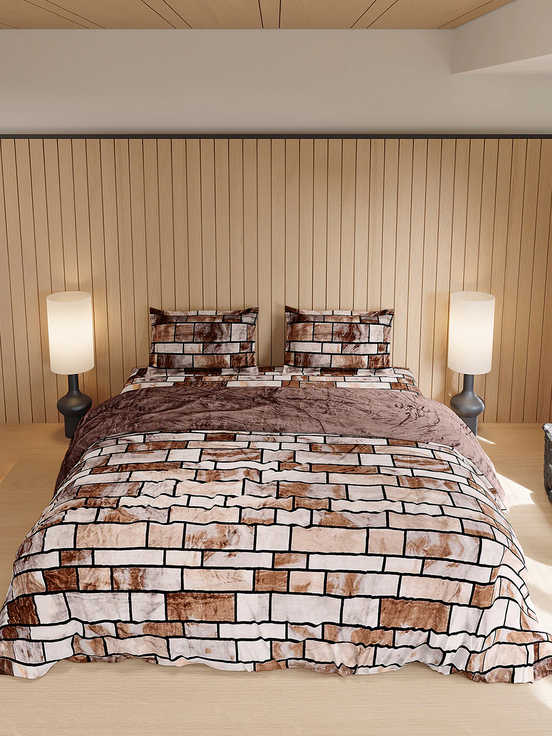 904 GSM Polyester Double Bed 1 Bedsheet, 1 Duvet Cover & 2 Pillow Cover (Meteor 4 Pcs Set) - Image 3