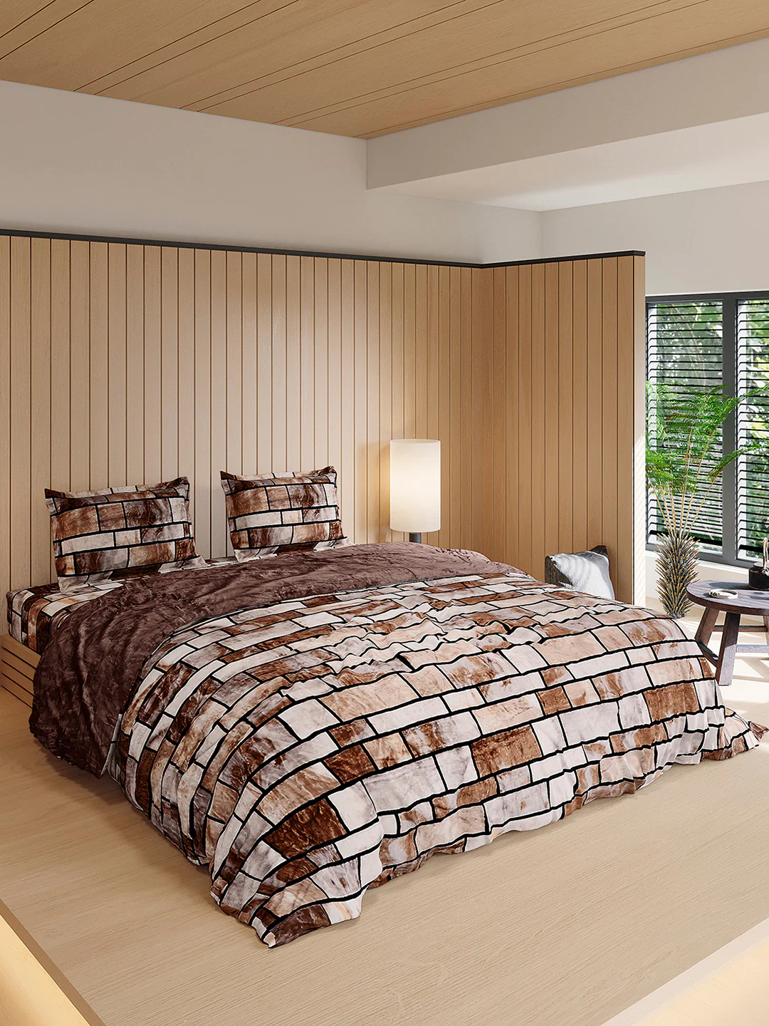 904 GSM Polyester Double Bed 1 Bedsheet, 1 Duvet Cover & 2 Pillow Cover (Meteor 4 Pcs Set) - Image 4