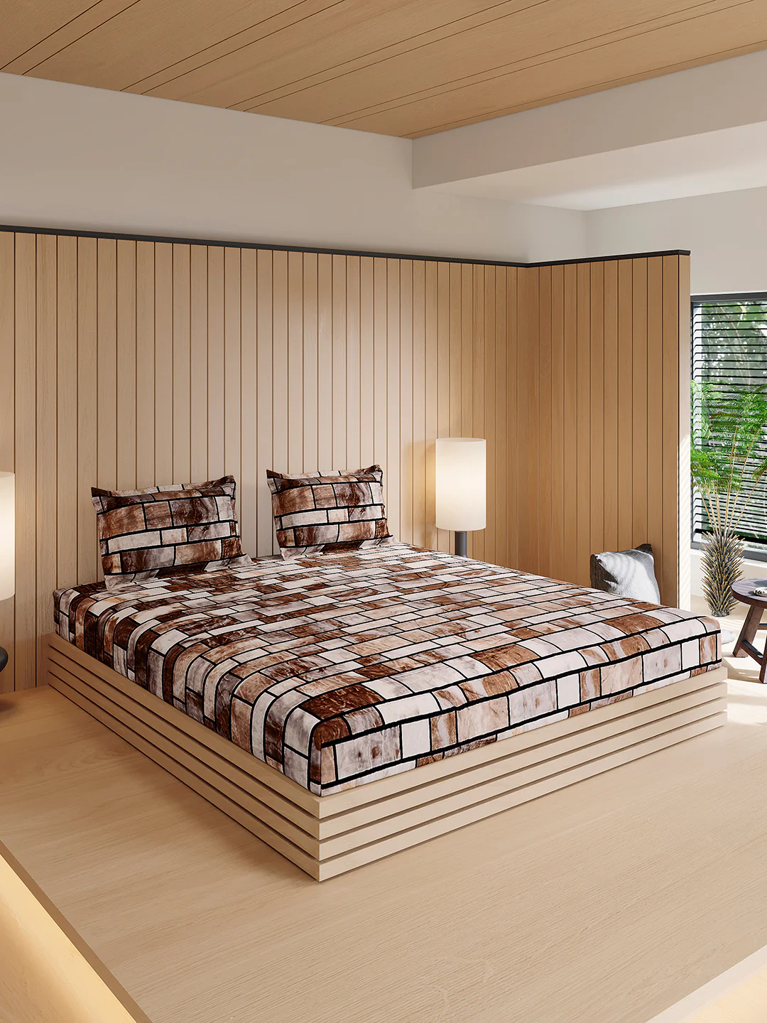 904 GSM Polyester Double Bed 1 Bedsheet, 1 Duvet Cover & 2 Pillow Cover (Meteor 4 Pcs Set) - Image 7