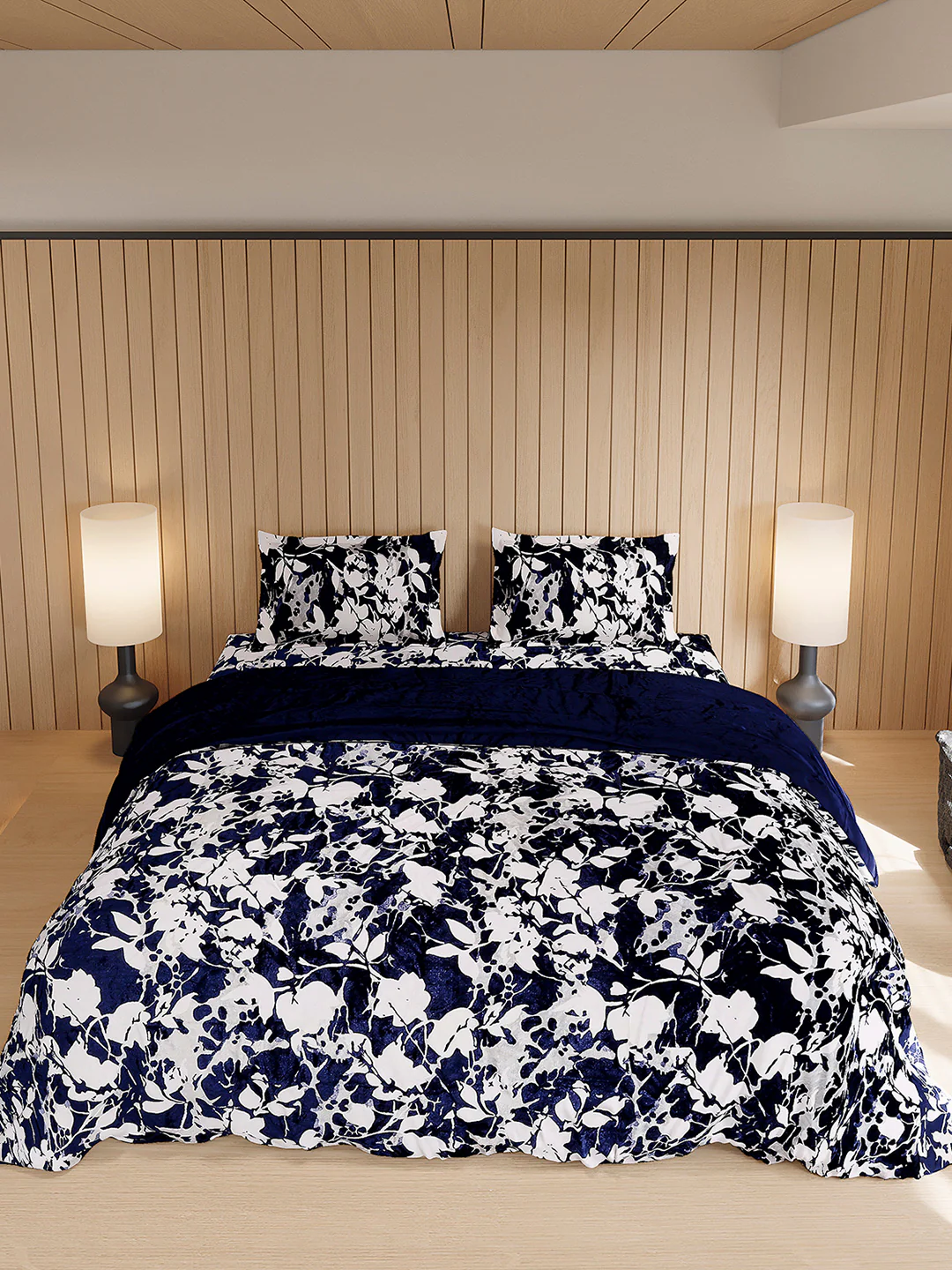 904 GSM Polyester Double Bed 1 Bedsheet, 1 Duvet Cover & 2 Pillow Cover (Meteor 4 Pcs Set) - Image 3