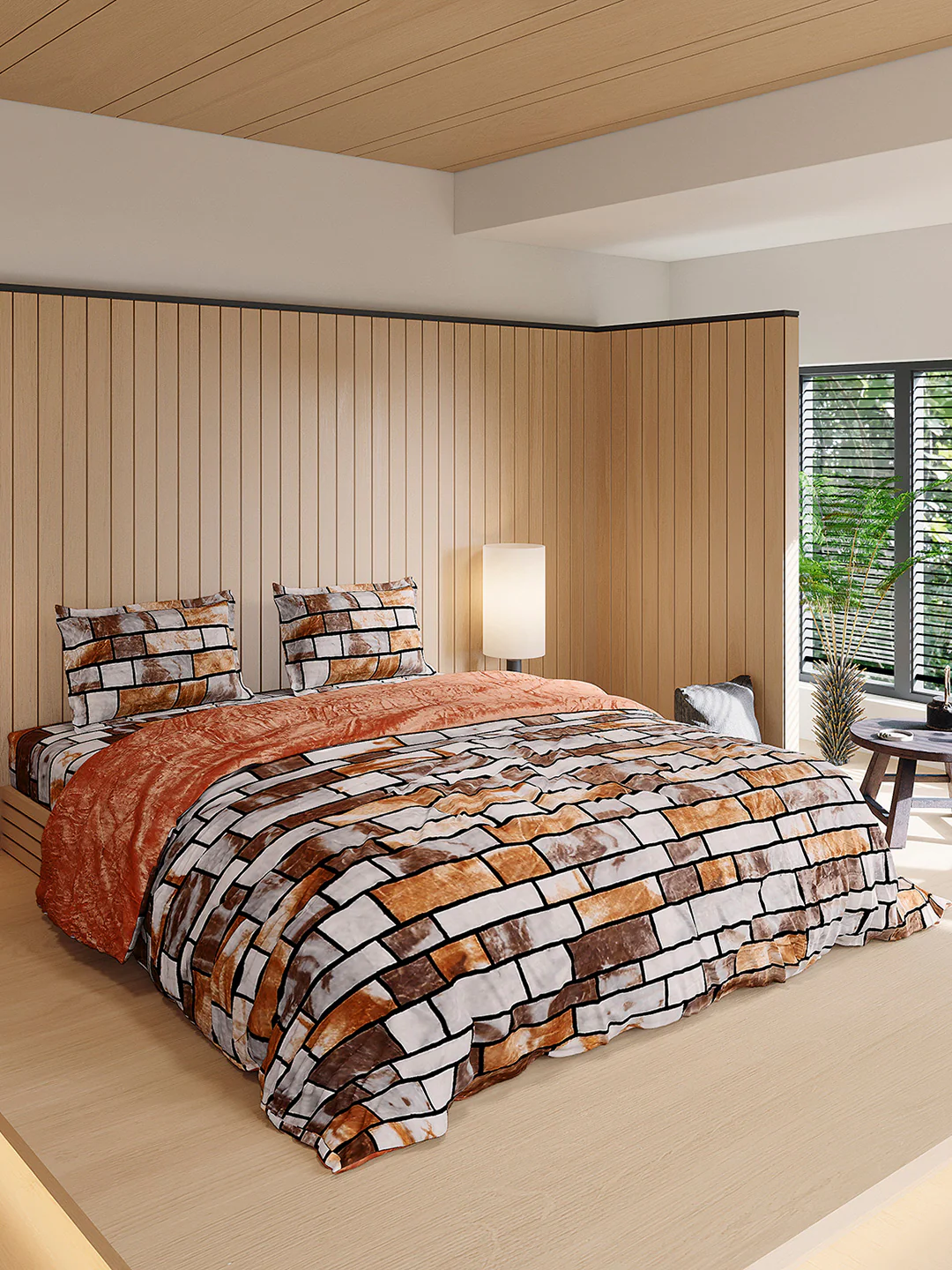 904 GSM Polyester Double Bed 1 Bedsheet, 1 Duvet Cover & 2 Pillow Cover (Meteor 4 Pcs Set) - Image 4
