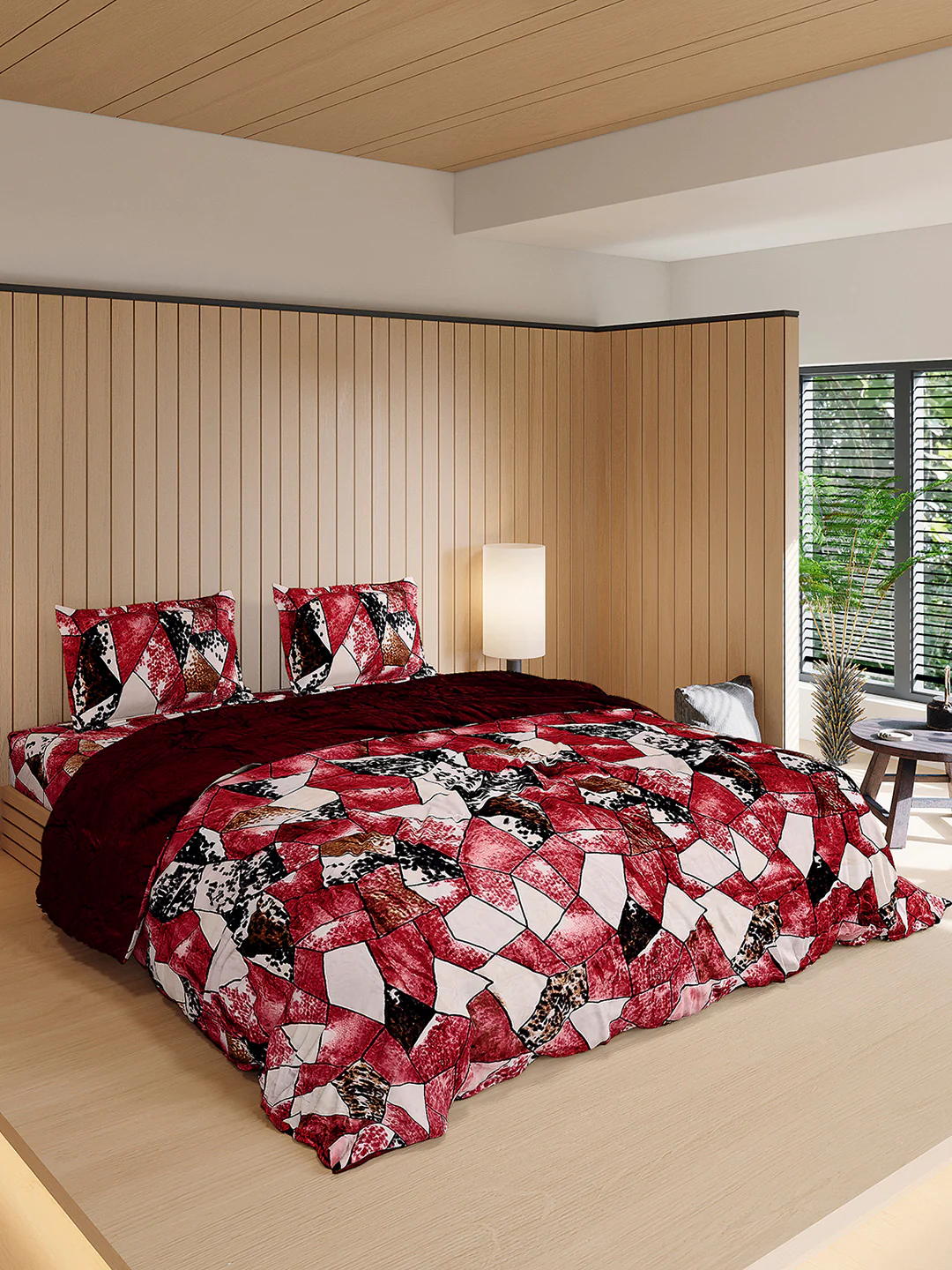 904 GSM Polyester Double Bed 1 Bedsheet, 1 Duvet Cover & 2 Pillow Cover (Meteor 4 Pcs Set) - Image 4