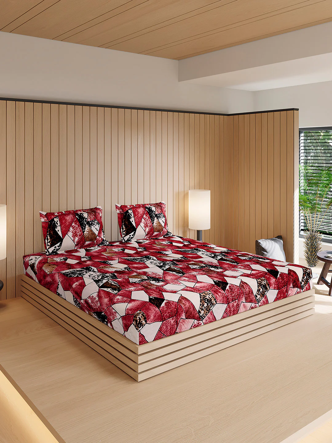 904 GSM Polyester Double Bed 1 Bedsheet, 1 Duvet Cover & 2 Pillow Cover (Meteor 4 Pcs Set) - Image 7