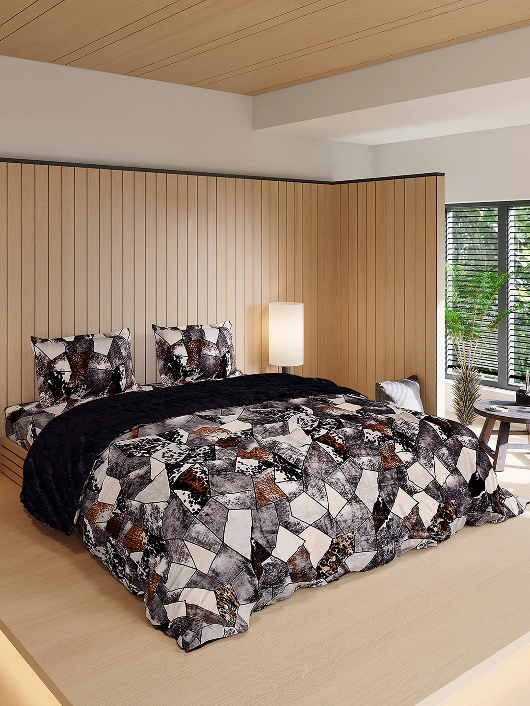 904 GSM Polyester Double Bed 1 Bedsheet, 1 Duvet Cover & 2 Pillow Cover (Meteor 4 Pcs Set) - Image 4