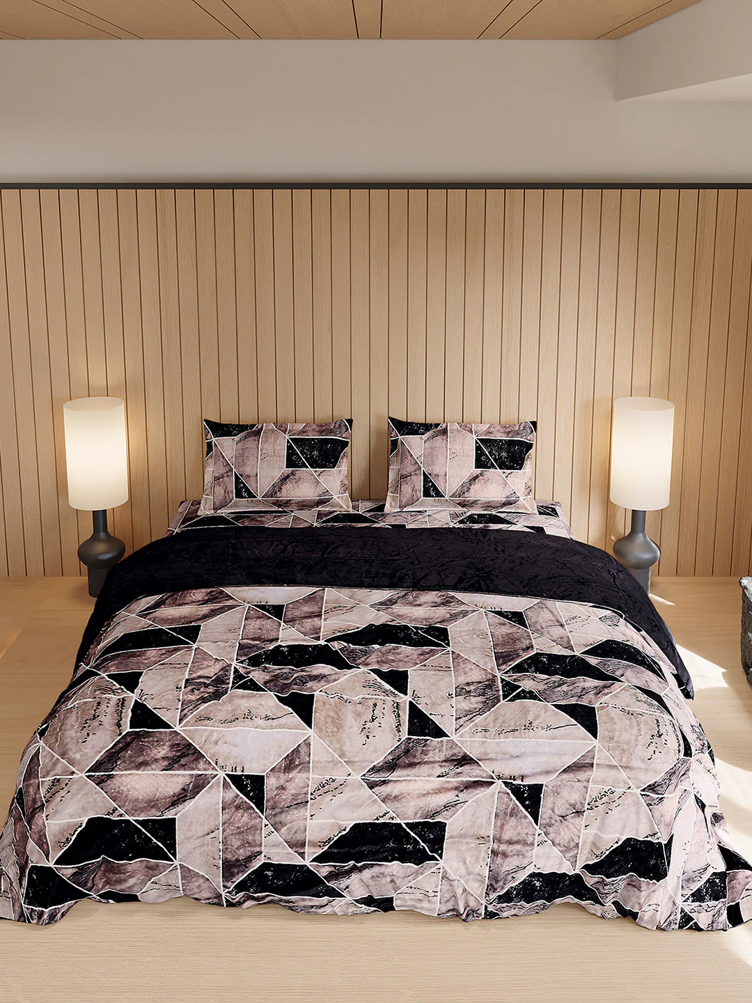 904 GSM Polyester Double Bed 1 Bedsheet, 1 Duvet Cover & 2 Pillow Cover (Meteor 4 Pcs Set) - Image 3