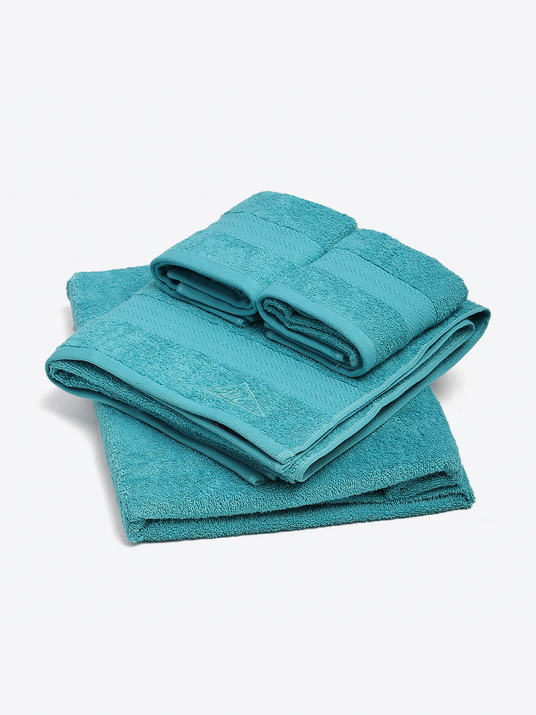 Aqua Blue Cotton Solid 380 GSM 2 Bath Towel & 2 Hand Towel - Image 2