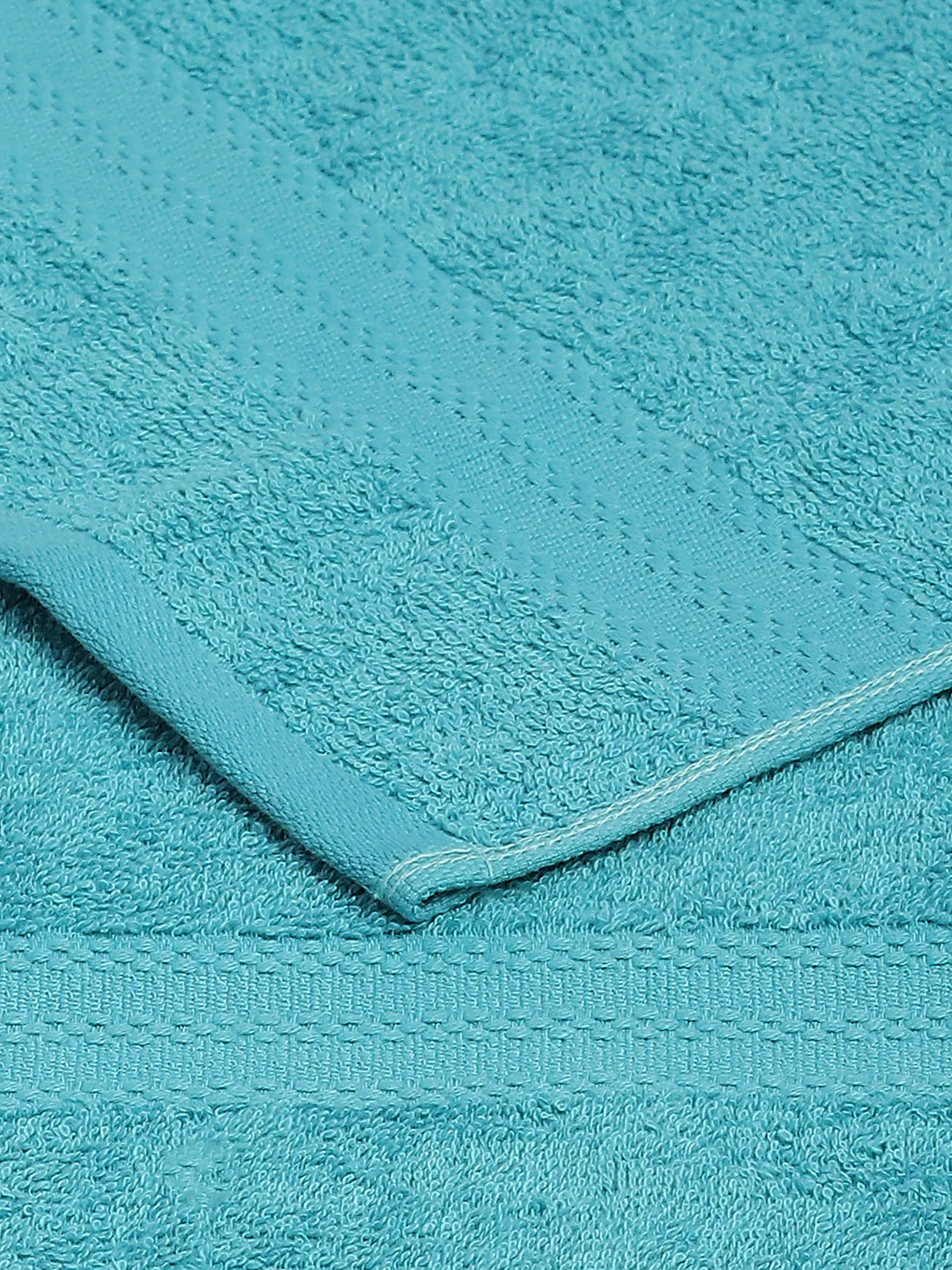 Aqua Blue Cotton Solid 380 GSM 2 Bath Towel & 2 Hand Towel - Image 4