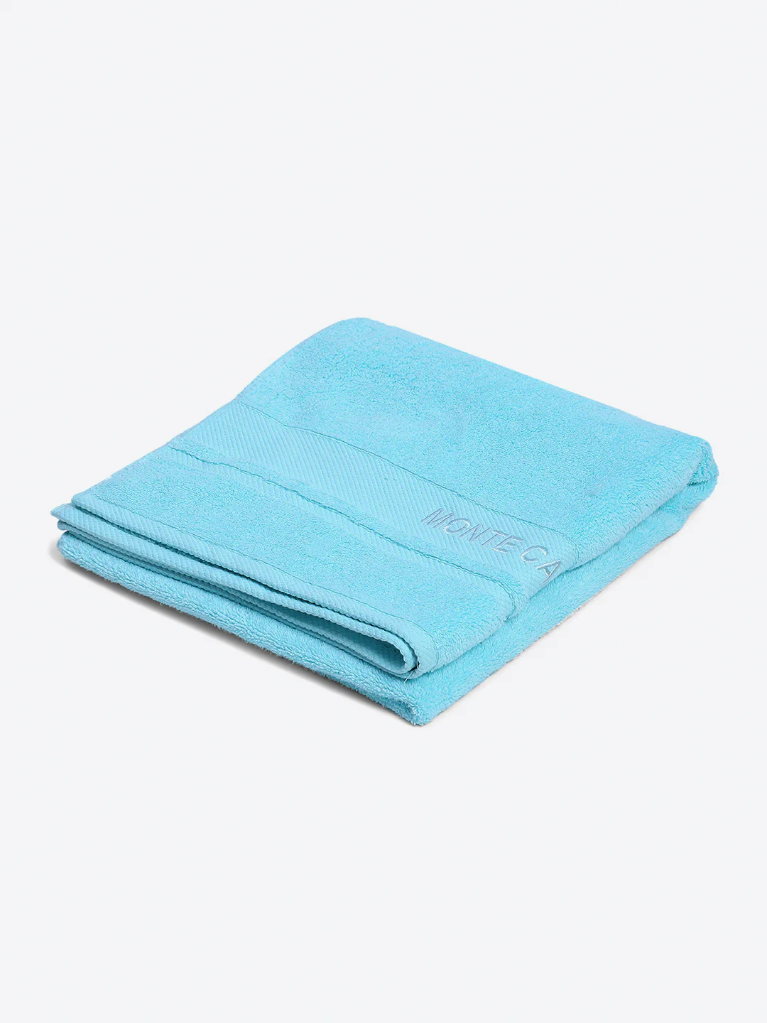 Aqua Blue Cotton Solid 650 GSM Bath Towel (Eusapia) - Image 2