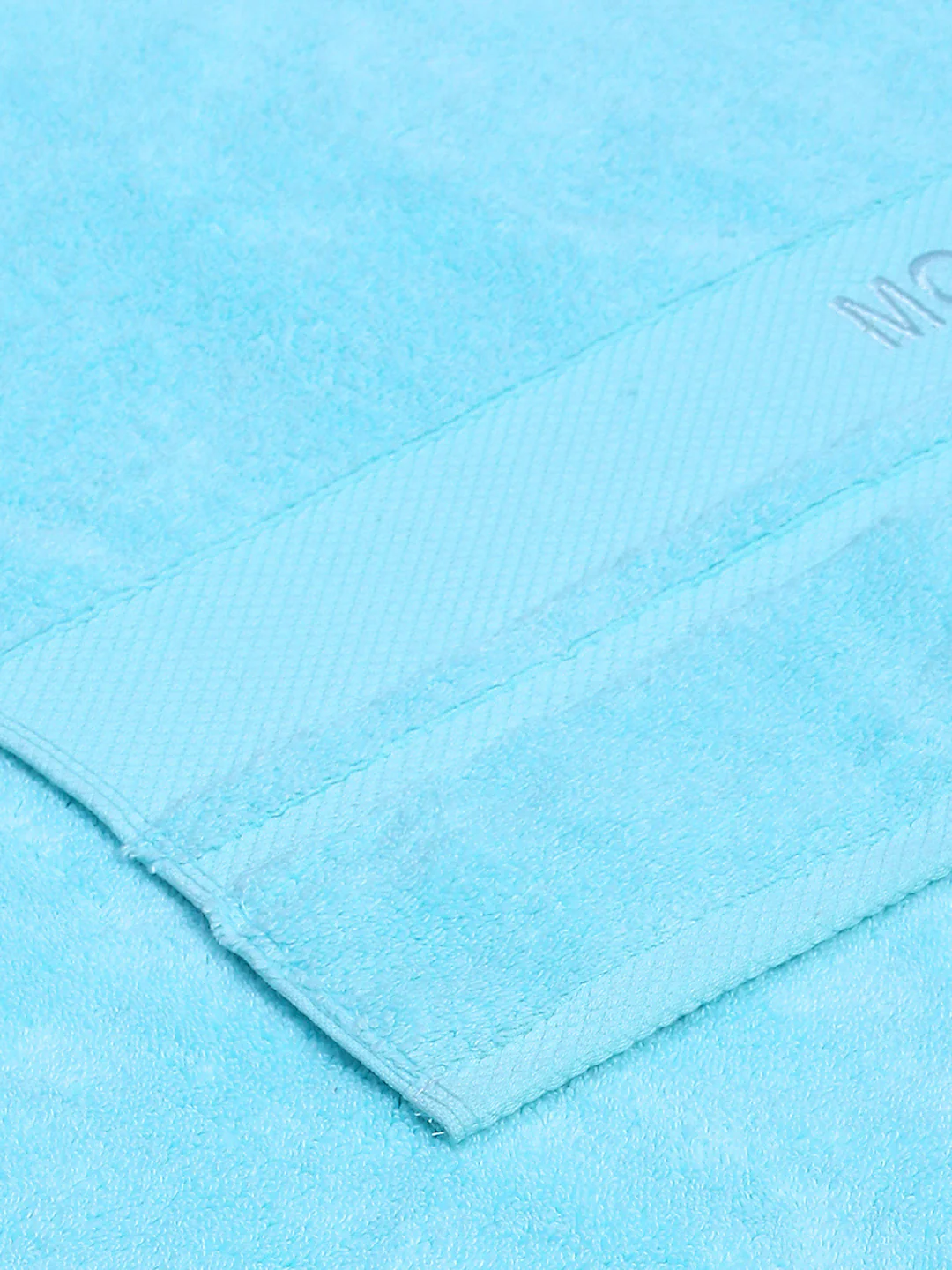 Aqua Blue Cotton Solid 650 GSM Bath Towel (Eusapia) - Image 4