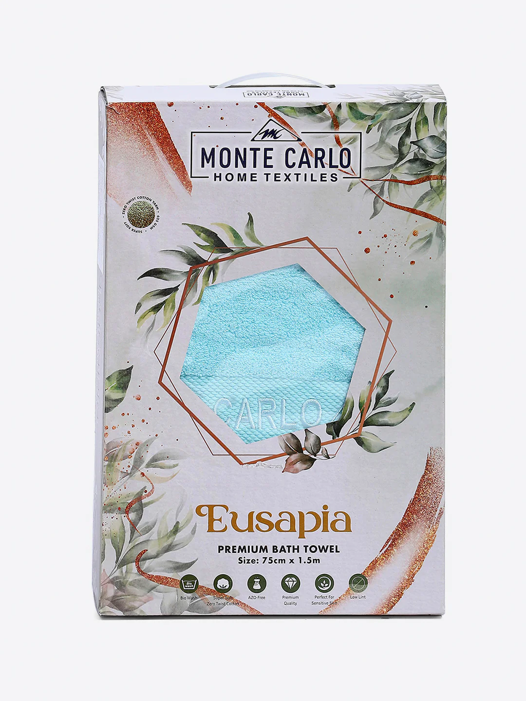 Aqua Blue Cotton Solid 650 GSM Bath Towel (Eusapia) - Image 5