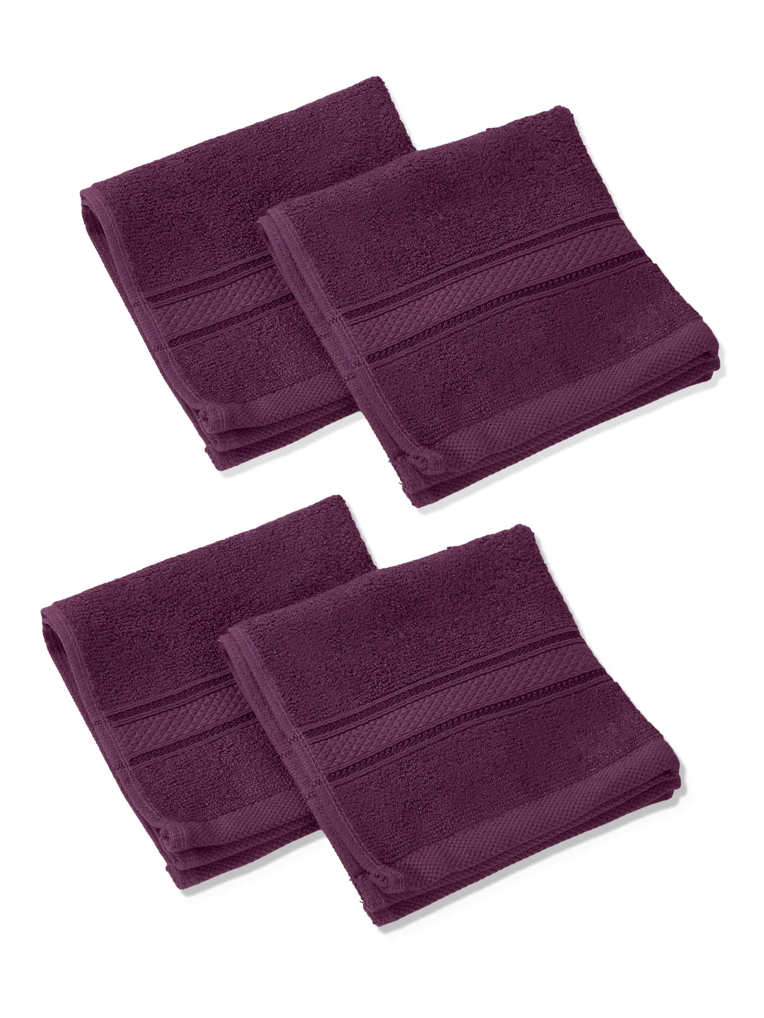 Argyle Purple Pure Cotton Solid 400 GSM Face Towel 4 Pc Set (Jasper Collection) - Image 4