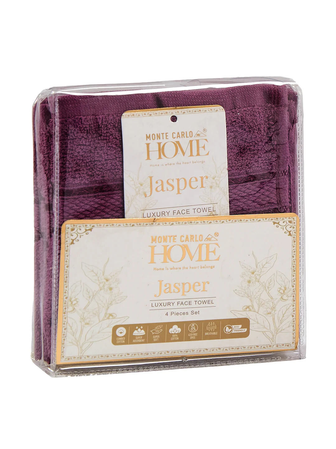 Argyle Purple Pure Cotton Solid 400 GSM Face Towel 4 Pc Set (Jasper Collection) - Image 8