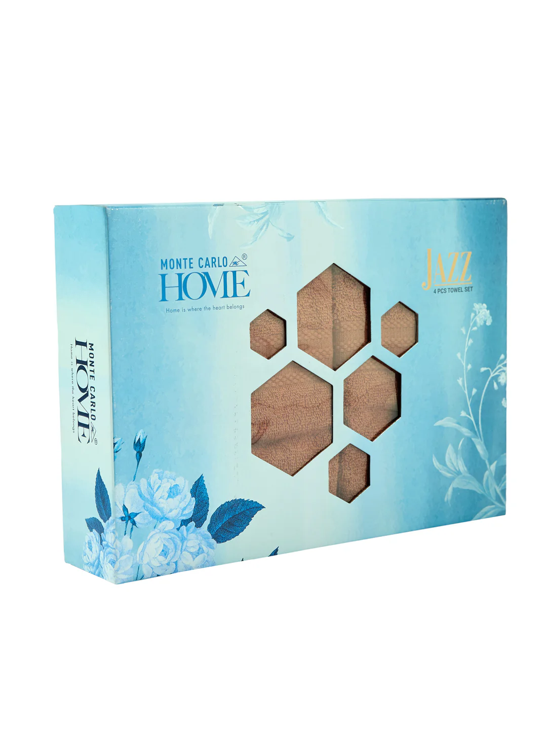 Beige 100% Cotton Solid 380 GSM Bath Towel Jazz 4 Pc Set Gifting Box Pack - Image 12